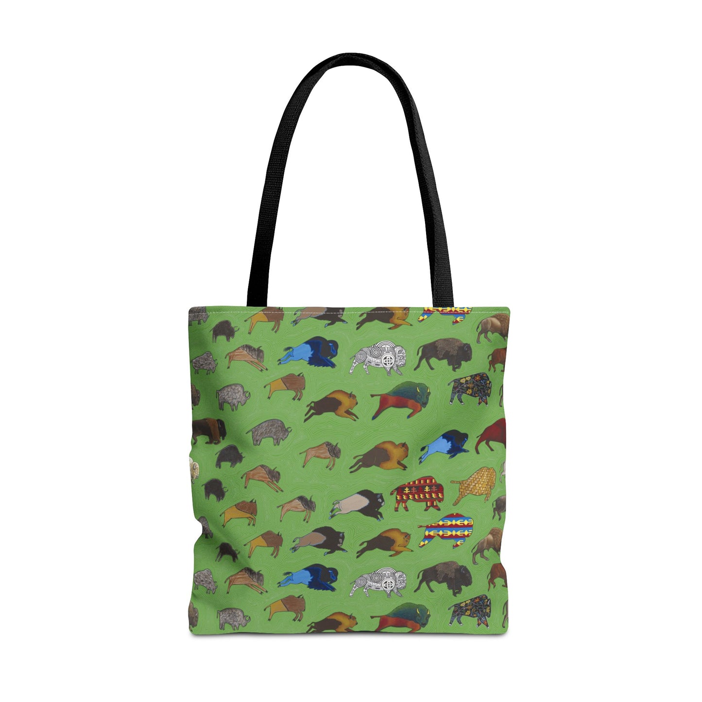 Tote Bag, Green, Bison Transition, Buffalo, Native American