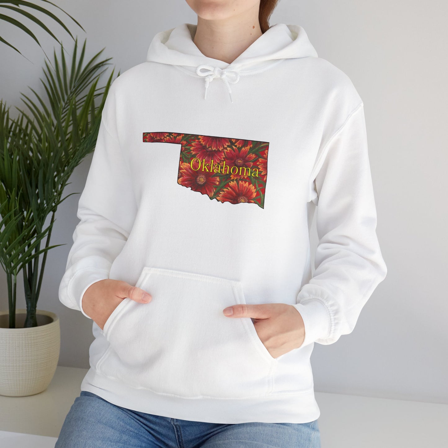 Unisex Heavy Blend™ Hooded Sweatshirt, Oklahoma, Indian Blanket, Oklahoma State Wildflowers