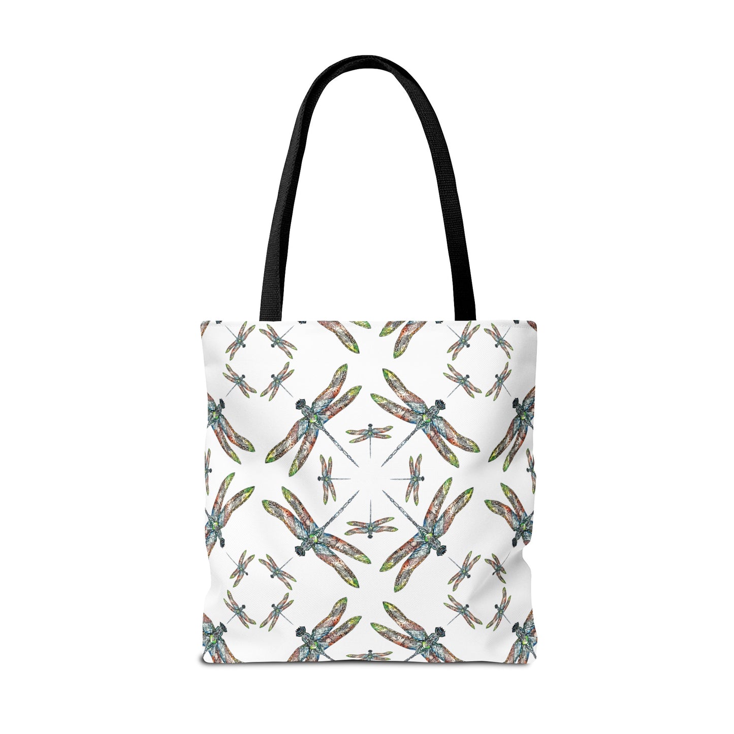Dragonfly Tote Bag, White, Shoulder bag, Powwow tote, Carry all