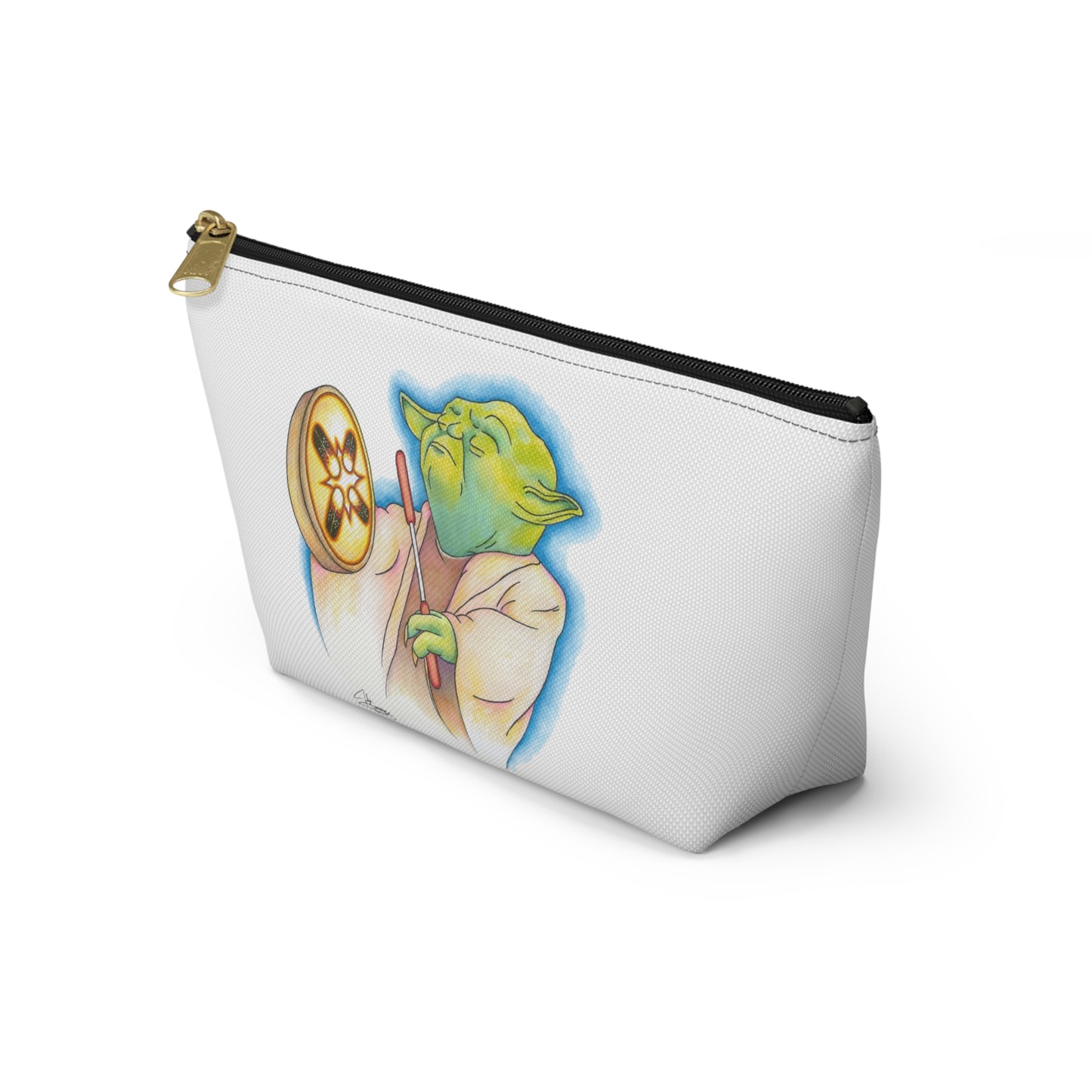 Accessory Pouch w T-bottom, Alien Playing Native Hand Drum, Native American, Native Humor, Pop Art