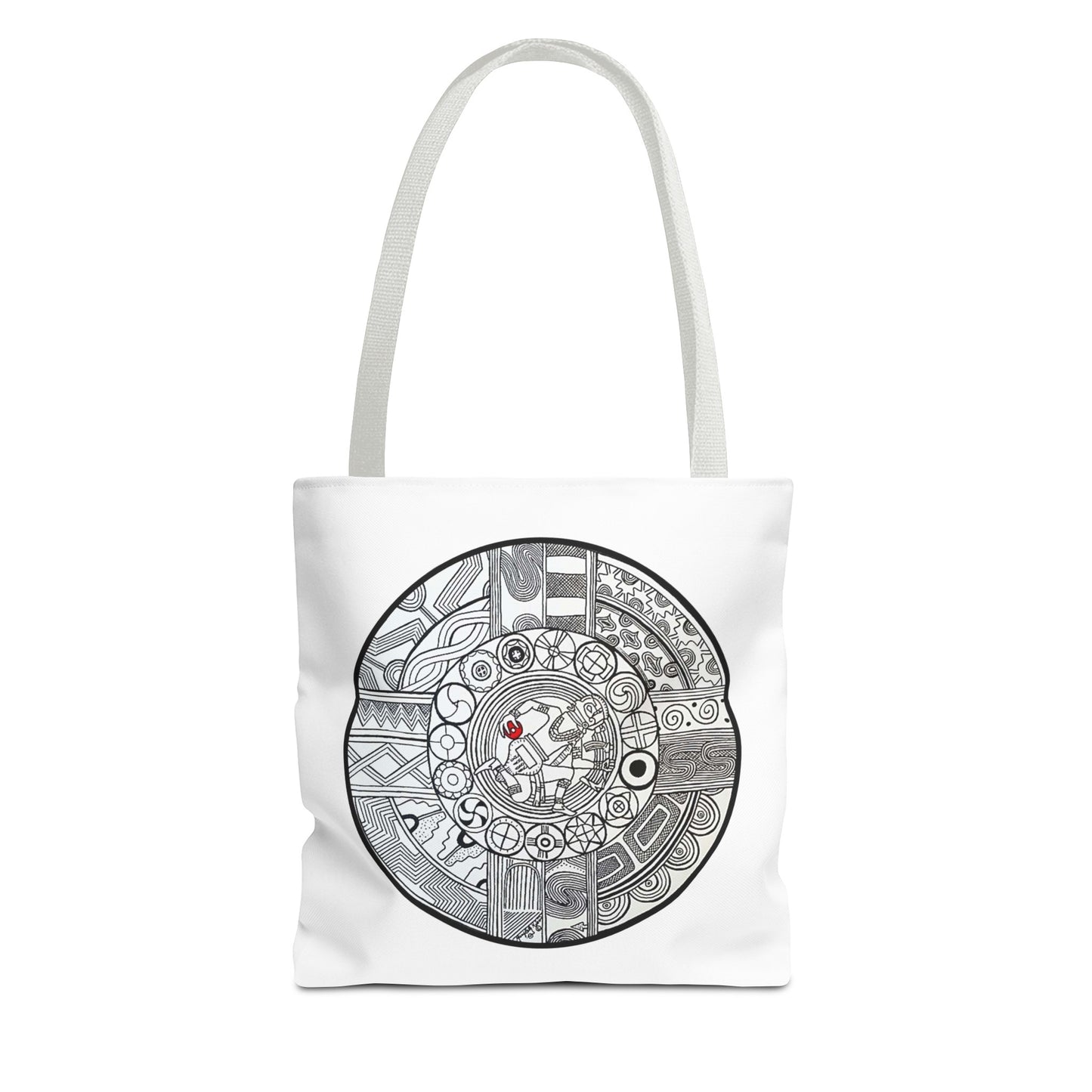 Native Tote Bag , SouthEastern Style, Ancient Tribal Mound Symbology, Chunkey player, Native American, Powwow Bag