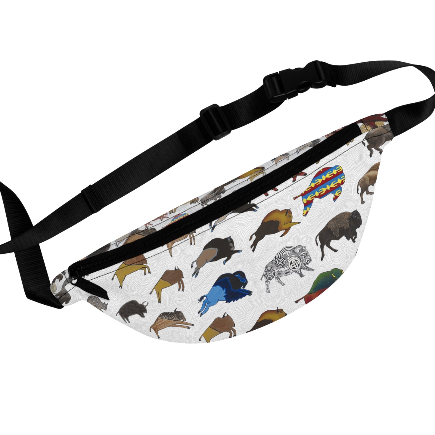 Fanny Pack, White, Bison Transition, Buffalo, Native American, Indigenous Design