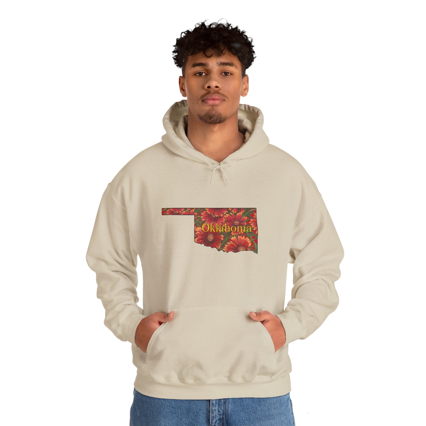 Unisex Heavy Blend™ Hooded Sweatshirt, Oklahoma, Indian Blanket, Oklahoma State Wildflowers