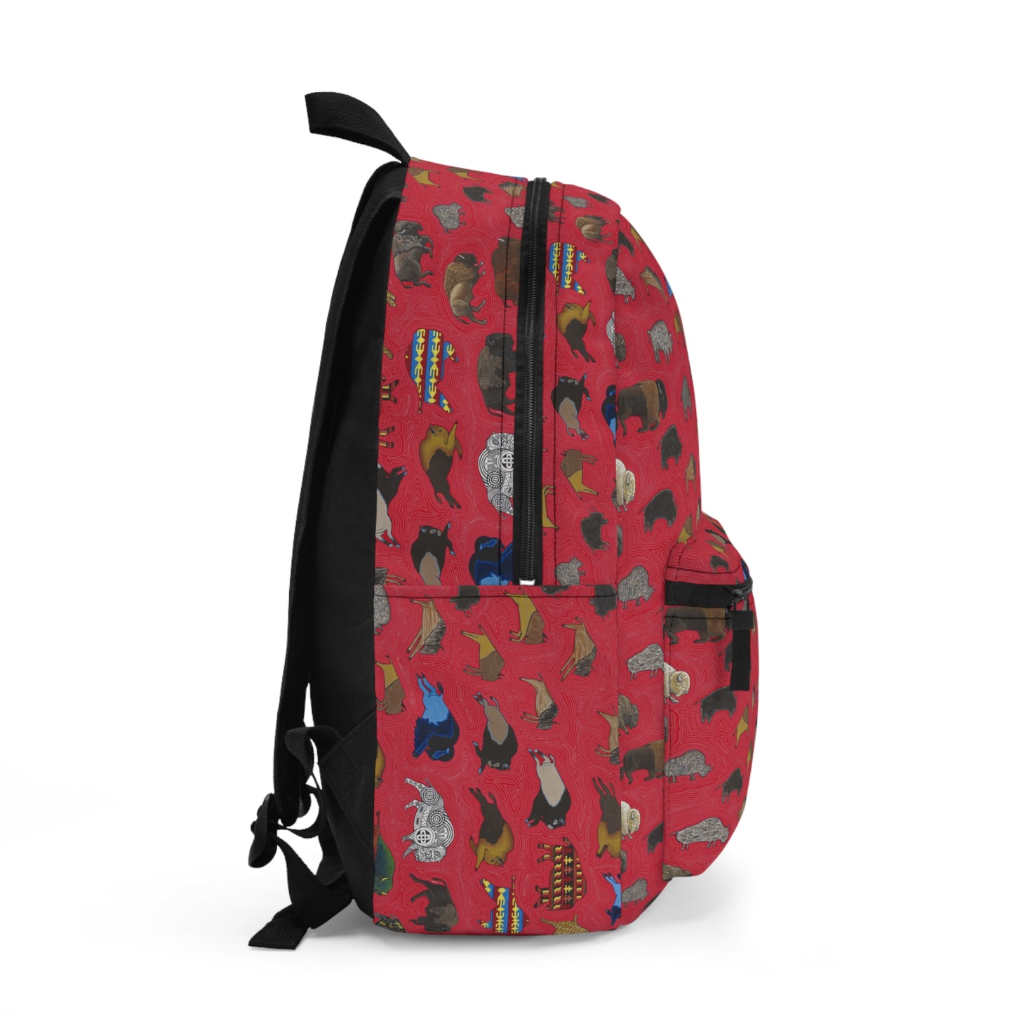 Backpack, Red, Bison Transition, Buffalo, Native American, Back to School, Hiking, Camping, Travel Bag
