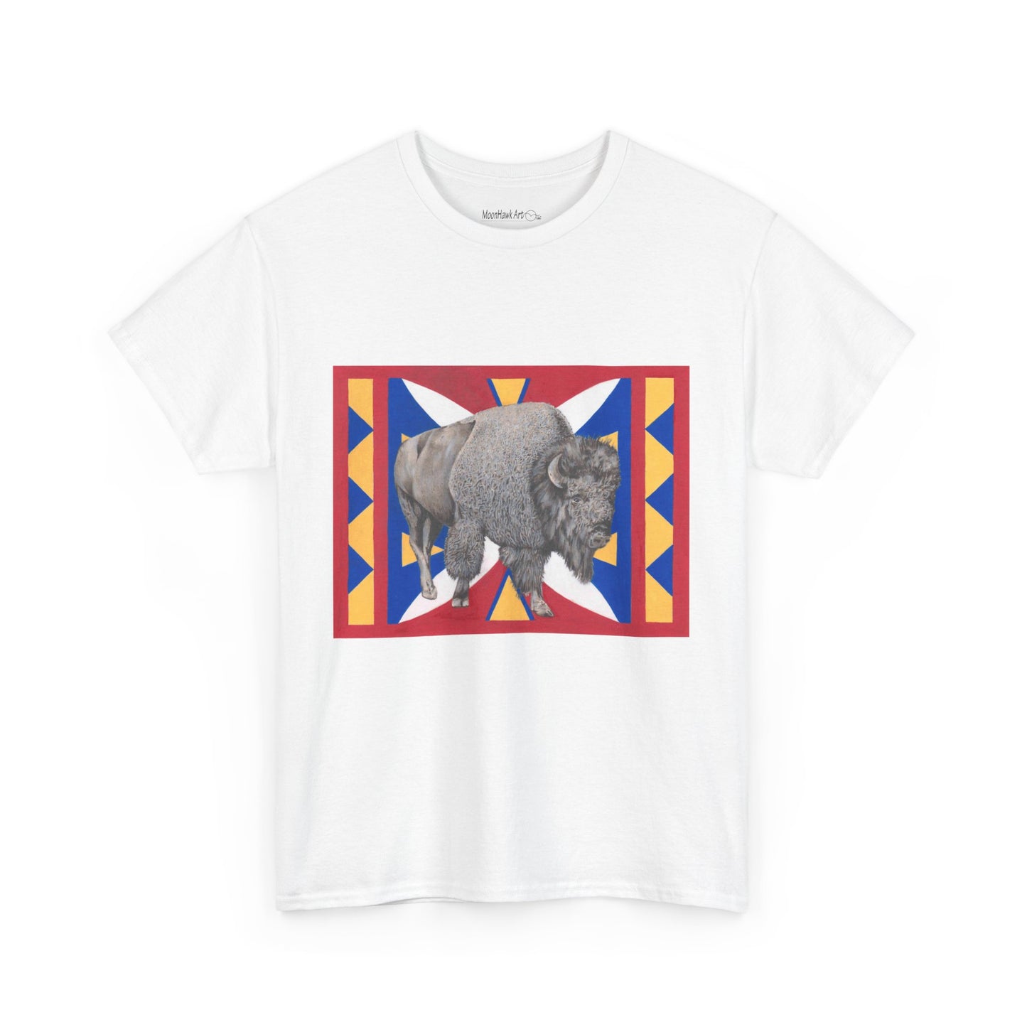 Unisex Heavy Cotton Tee, Native American Buffalo, Wildlife Graphic Tee for Nature Lovers