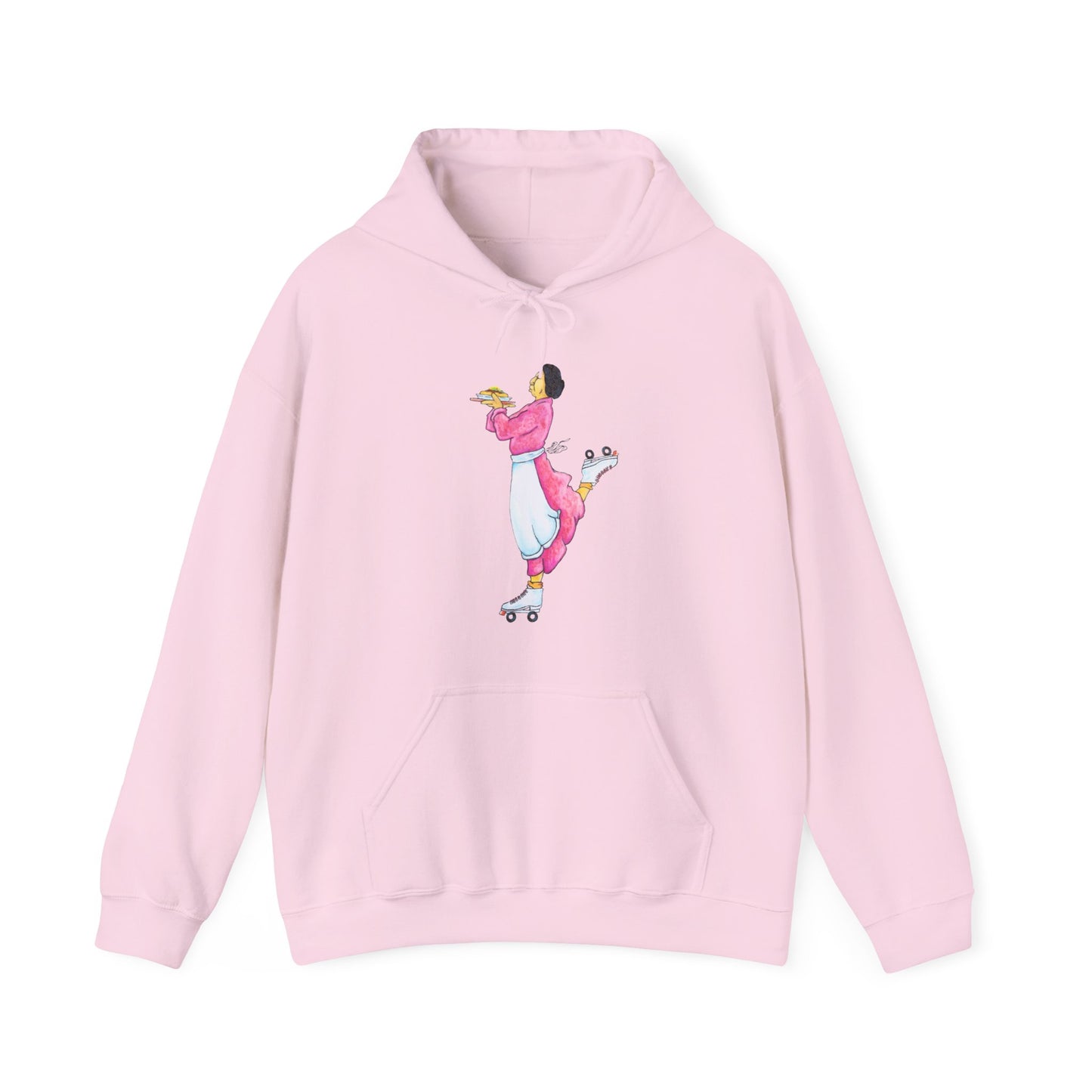Unisex Heavy Blend™ Hooded Sweatshirt, Rez Car Hop, Native American, Humor, Pop Art, Pink, White, Blue