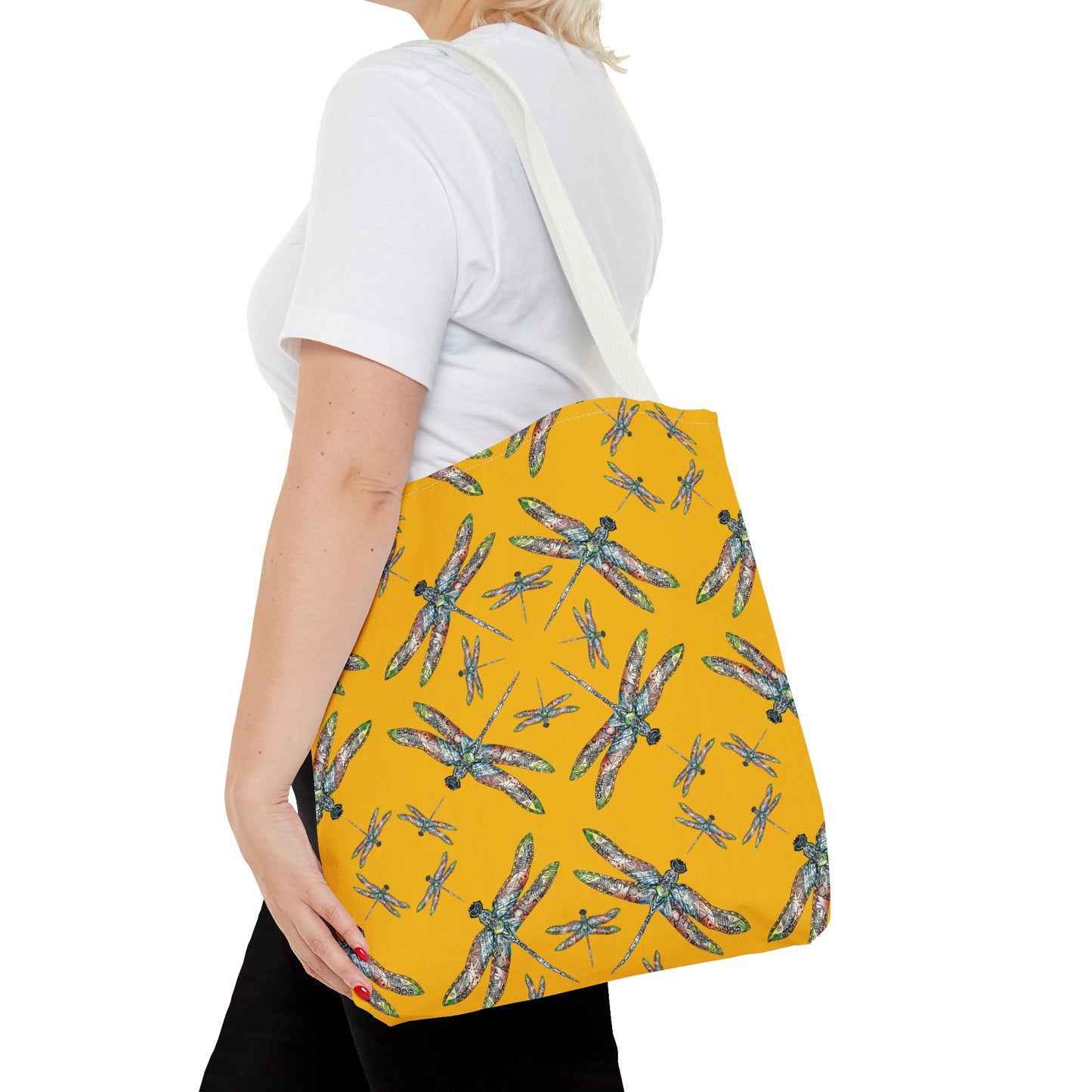 Dragonfly Tote Bag, Yellow, Shoulder bag, Powwow tote, Carry all
