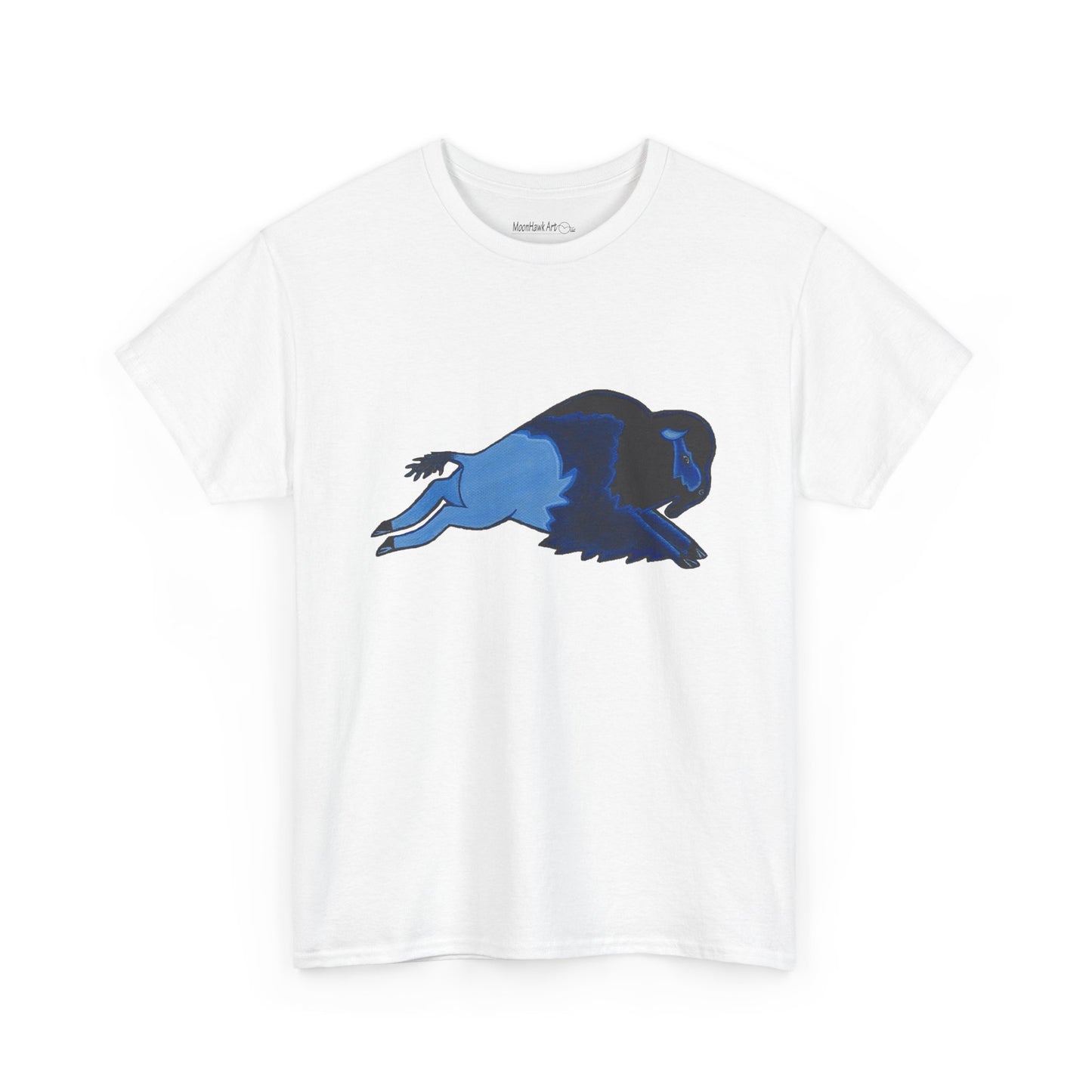 Unisex Heavy Cotton Tee, Bison Art, Blue Buffalo T-shirt, Native Bison Art, Native Buffalo