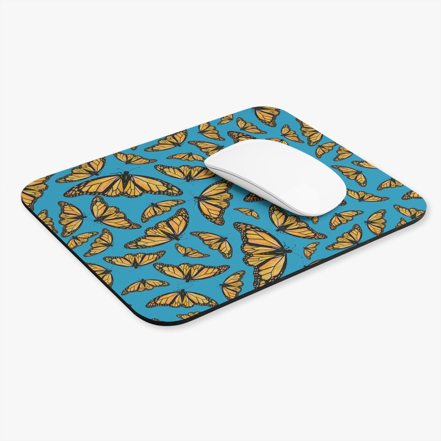 Mouse Pad ,Turquoise Background, Monarch, Butterfly, Kamama