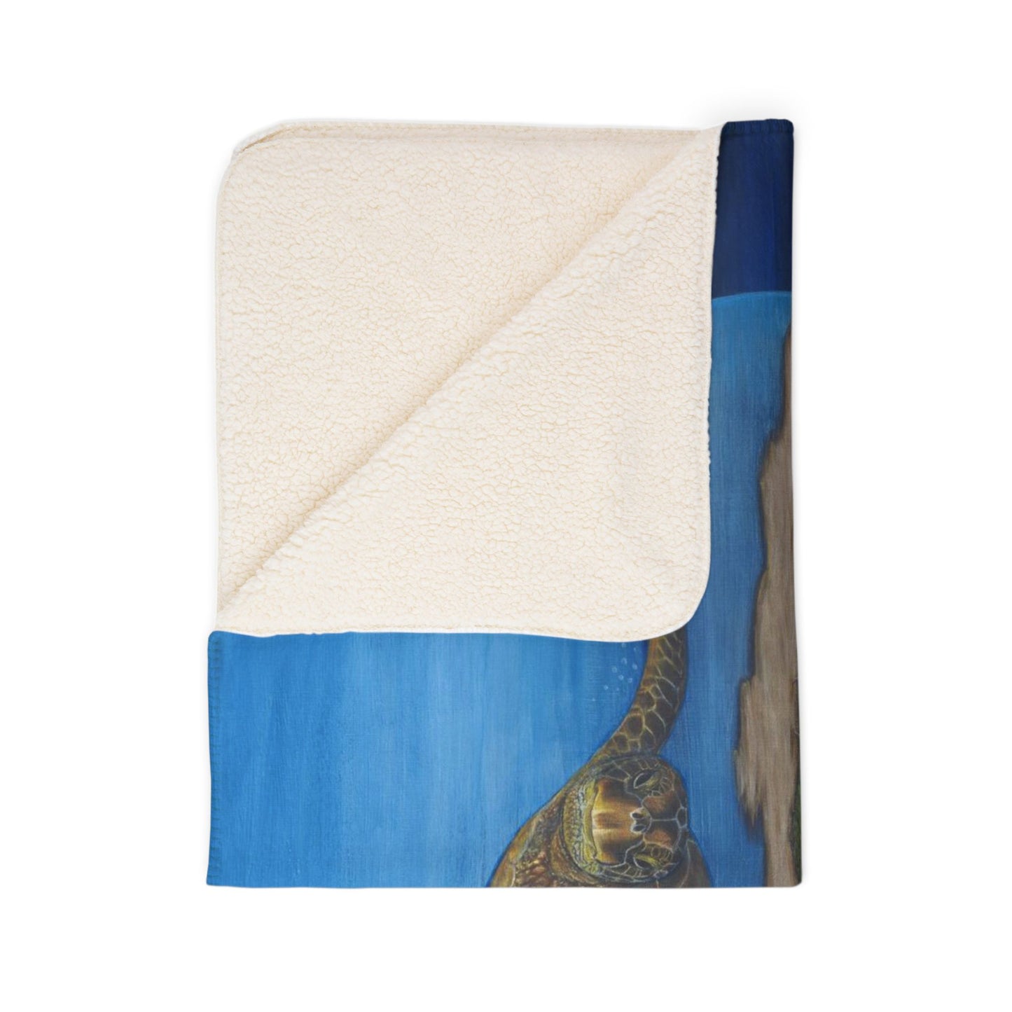 Fleece Sherpa Blanket, Origins, Seaturtle, Tropical Island, Ocean Theme, Cherokee Story