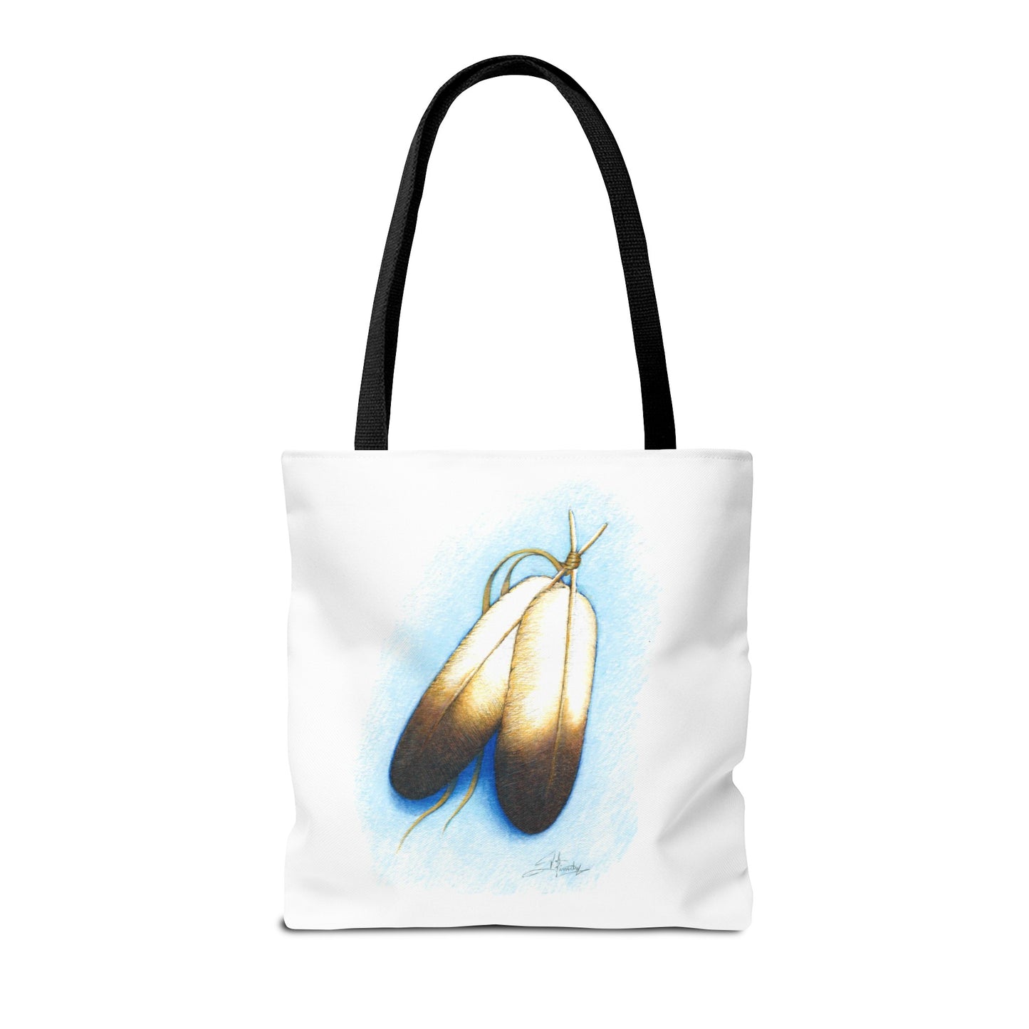 Double Feather Tote Bag, Native American design, book bag, powwow tote bag