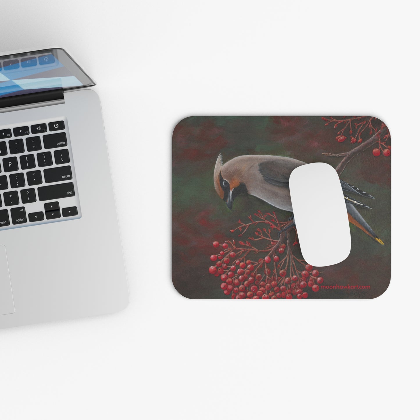 Mouse Pad (Rectangle), Cedar Waxwing, Bird Art, Wild Bird