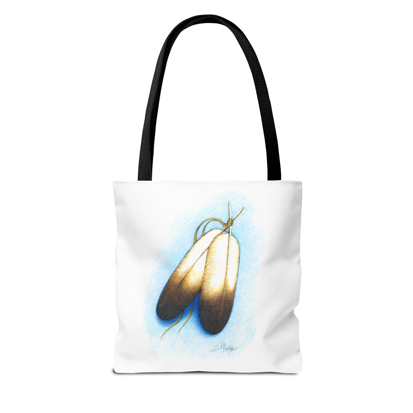 Double Feather Tote Bag, Native American design, book bag, powwow tote bag
