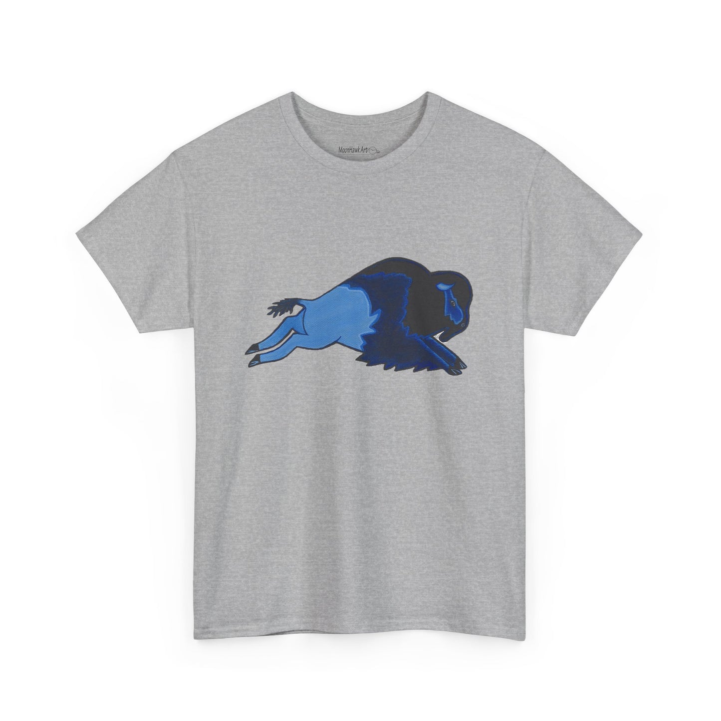 Unisex Heavy Cotton Tee, Bison Art, Blue Buffalo T-shirt, Native Bison Art, Native Buffalo