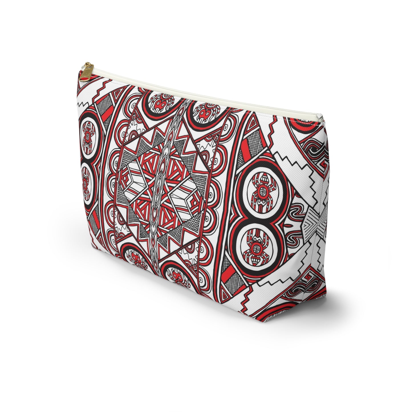 Accessory Pouch w T-bottom, SouthEast Spider Motif, Grandmother Spider, Native Design, Ancient Tribal Mound Symbols