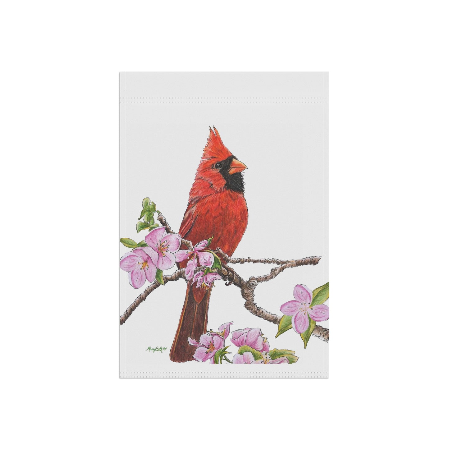 Garden & House Banner, Cardinal on Dogwood branch