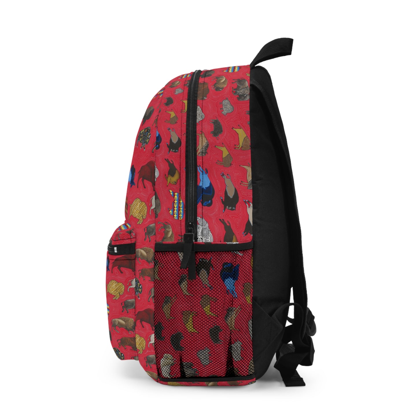 Backpack, Red, Bison Transition, Buffalo, Native American, Back to School, Hiking, Camping, Travel Bag