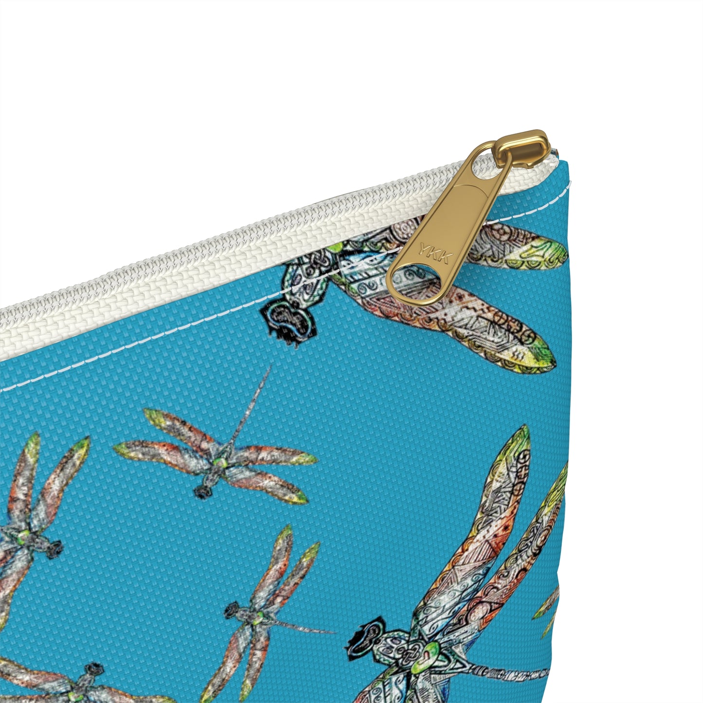 Accessory Pouch, Dragonfly, Turquoise color, Native American design, Makeup bag, Pencil case, Travel cosmetic pouch