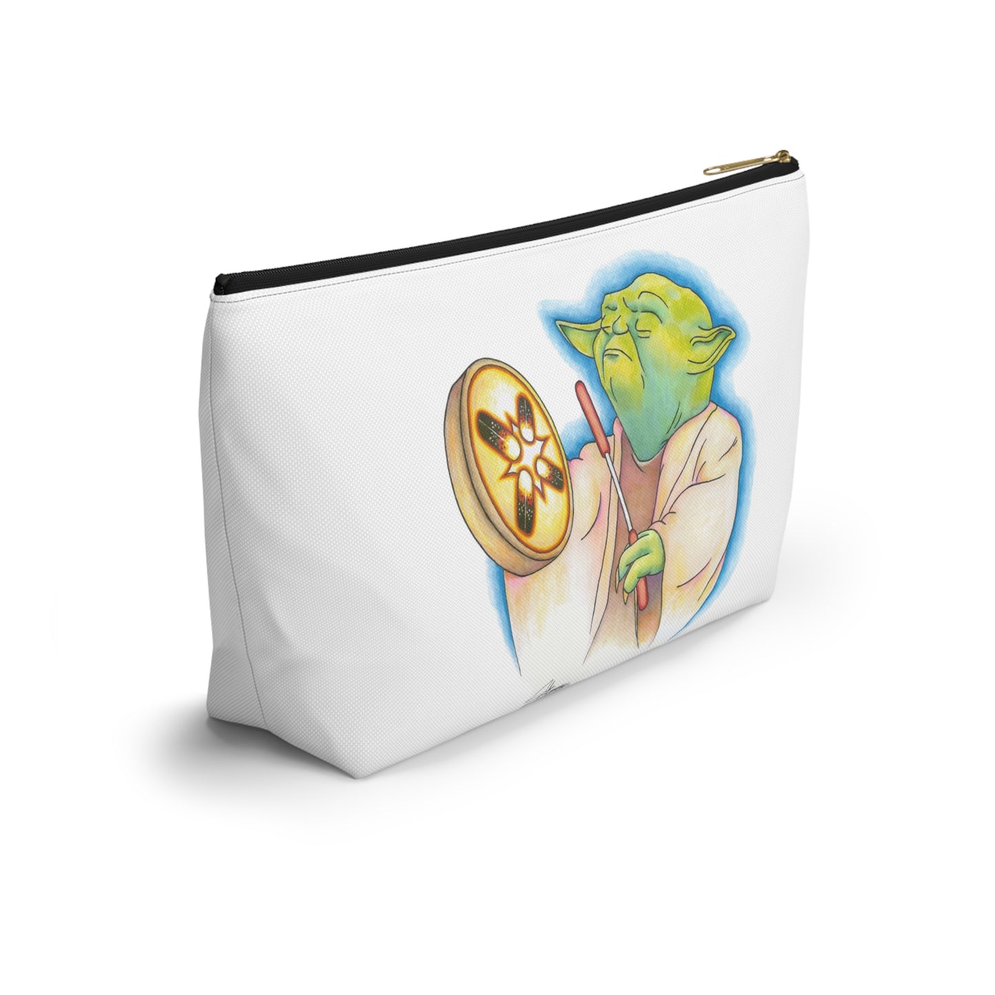 Accessory Pouch w T-bottom, Alien Playing Native Hand Drum, Native American, Native Humor, Pop Art