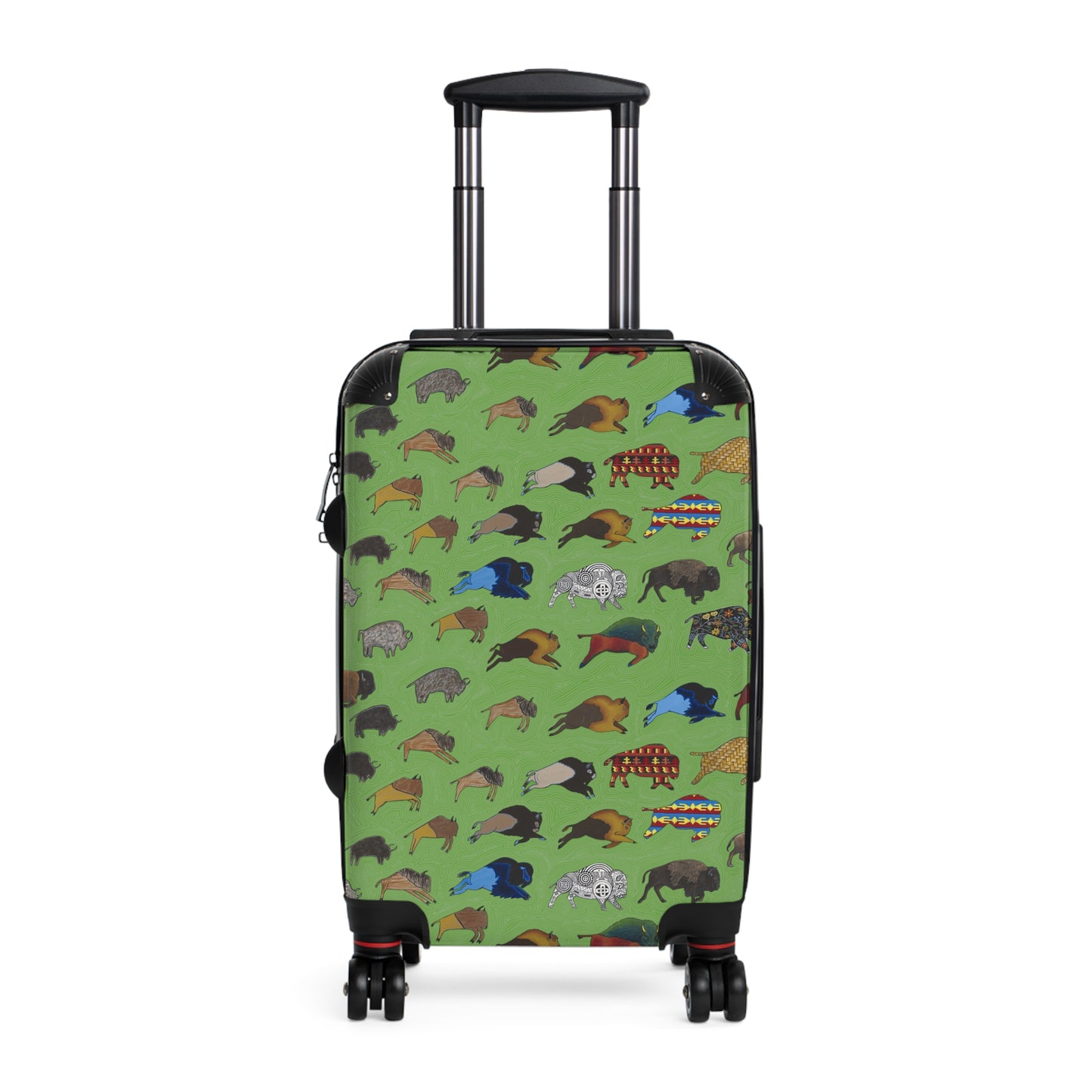 Suitcase, Green, Bison Transition, Buffalo, Native American, Carry On, Luggage