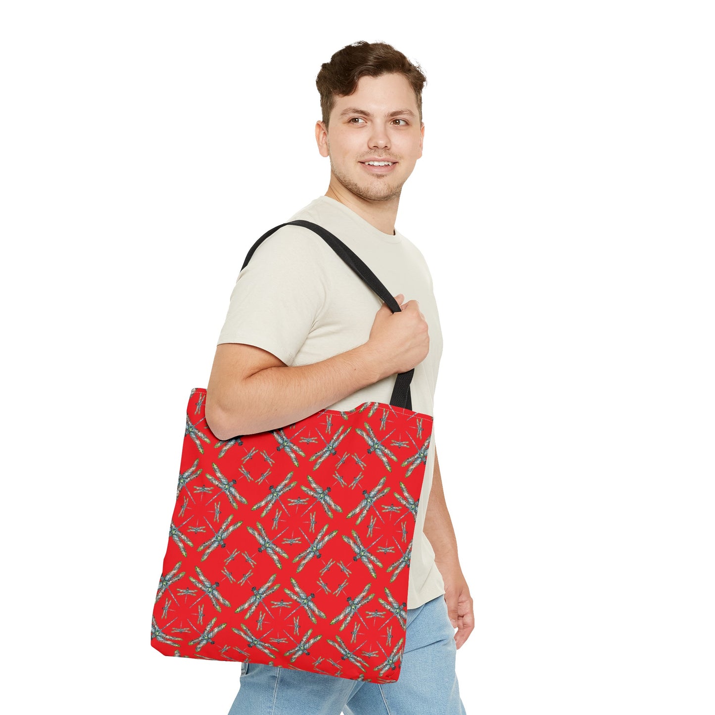 Tote Bag, Dragonfly, Red, Native American Design