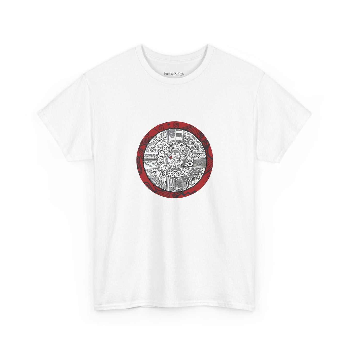 Unisex Heavy Cotton Tee, Southeastern Style, Tribal Motif, Mound Symbols, Cahokia, Chunky Player, Native American Design