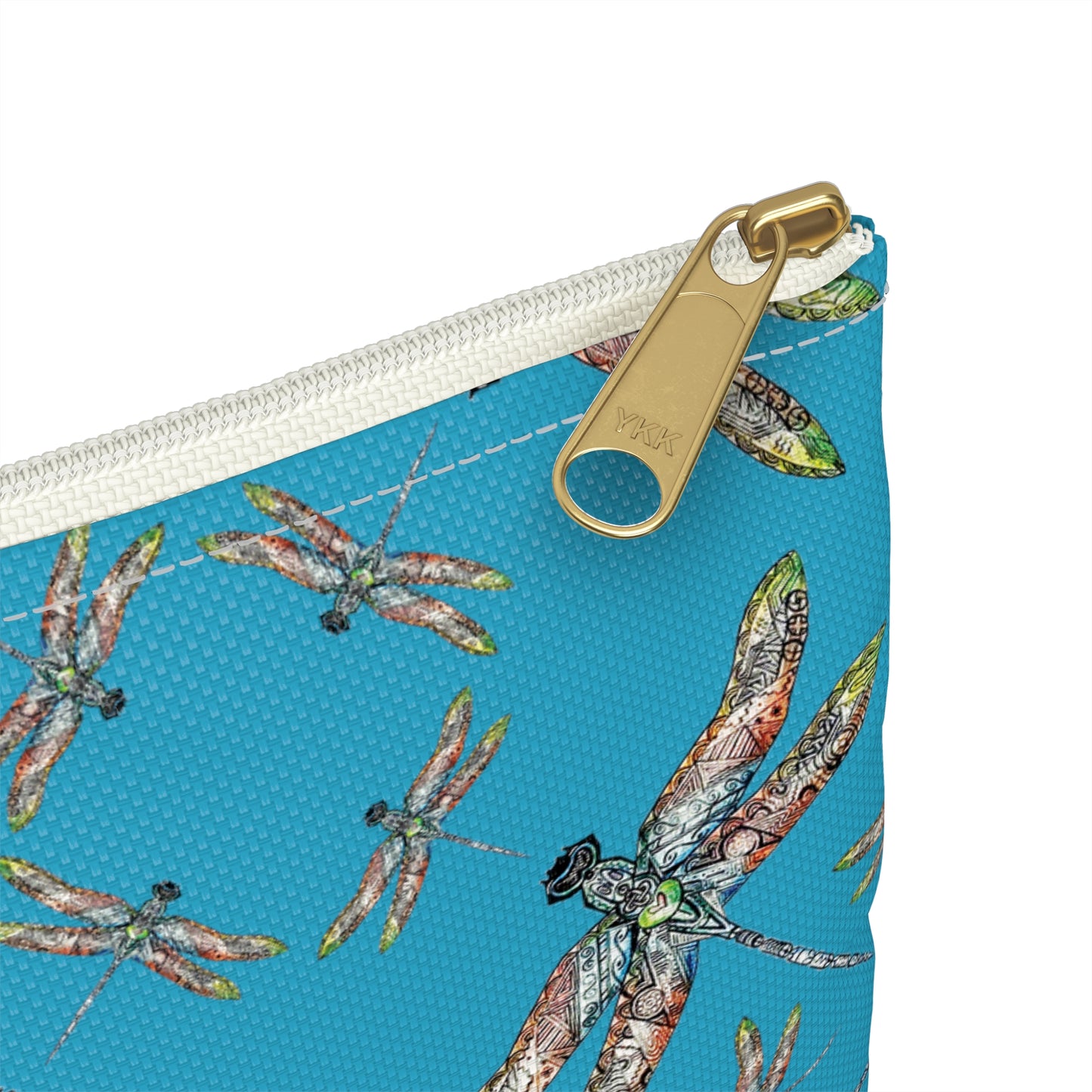Accessory Pouch, Dragonfly, Turquoise color, Native American design, Makeup bag, Pencil case, Travel cosmetic pouch