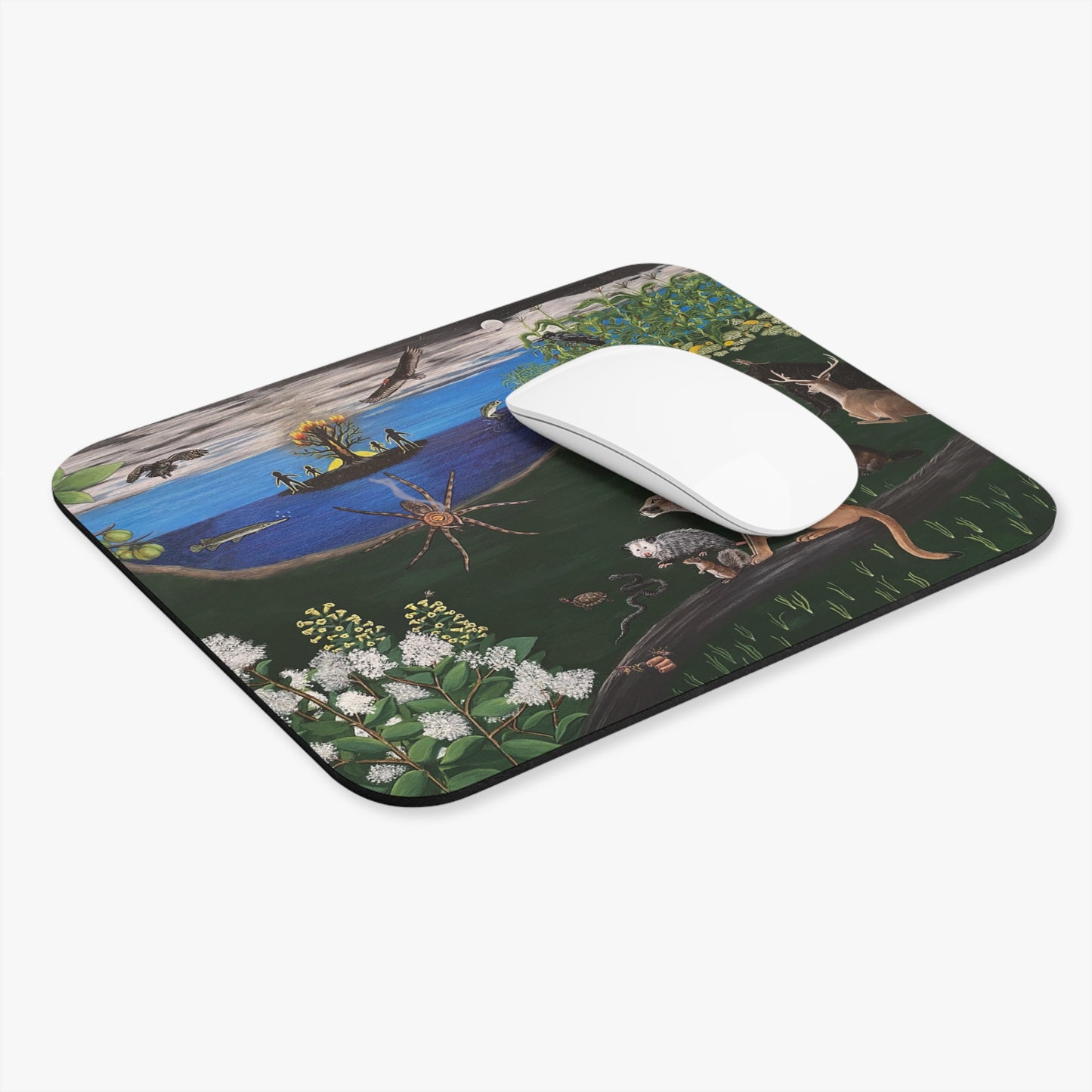 Mouse Pad - Spider Brings Fire - Cherokee Story Scene - Wildlife Scene Design for Eco-Lovers