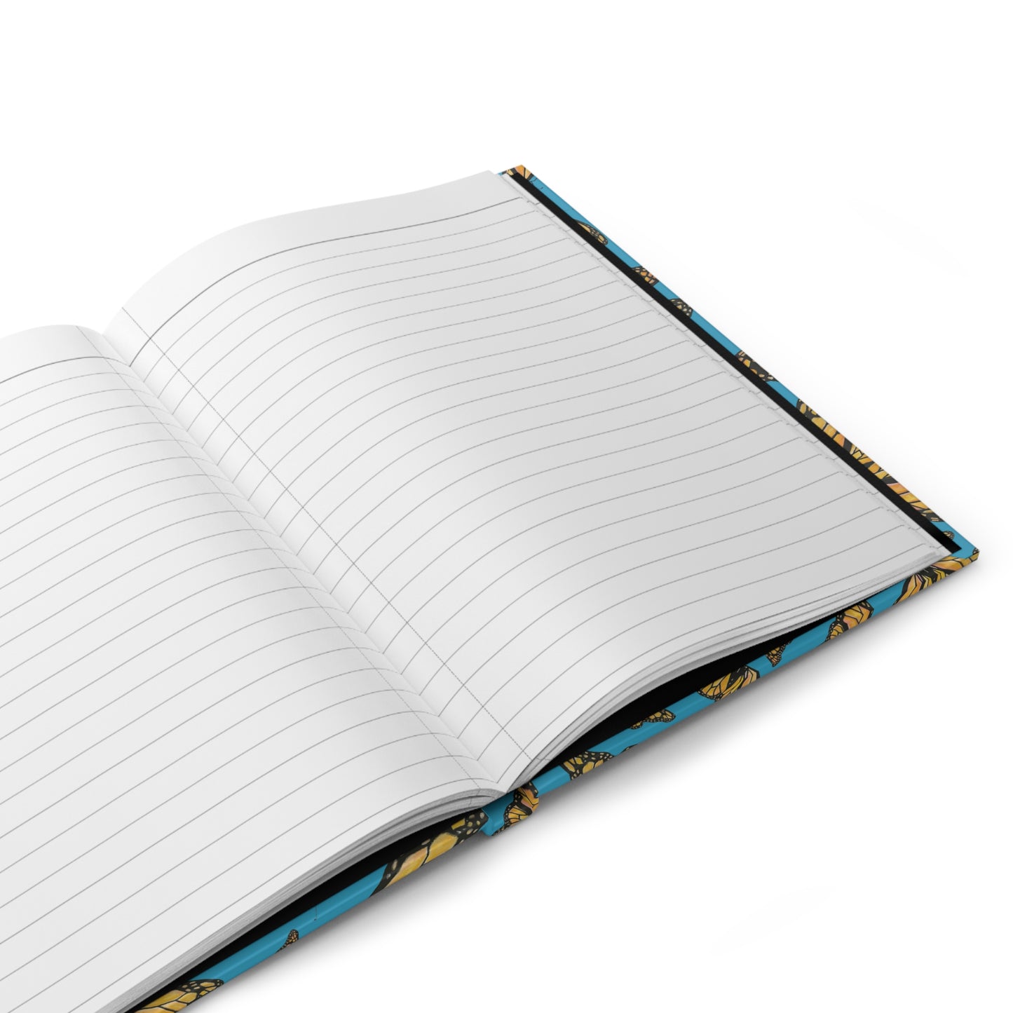 Hardcover Journal, Monarchs, Turquoise Color Background, Matte
