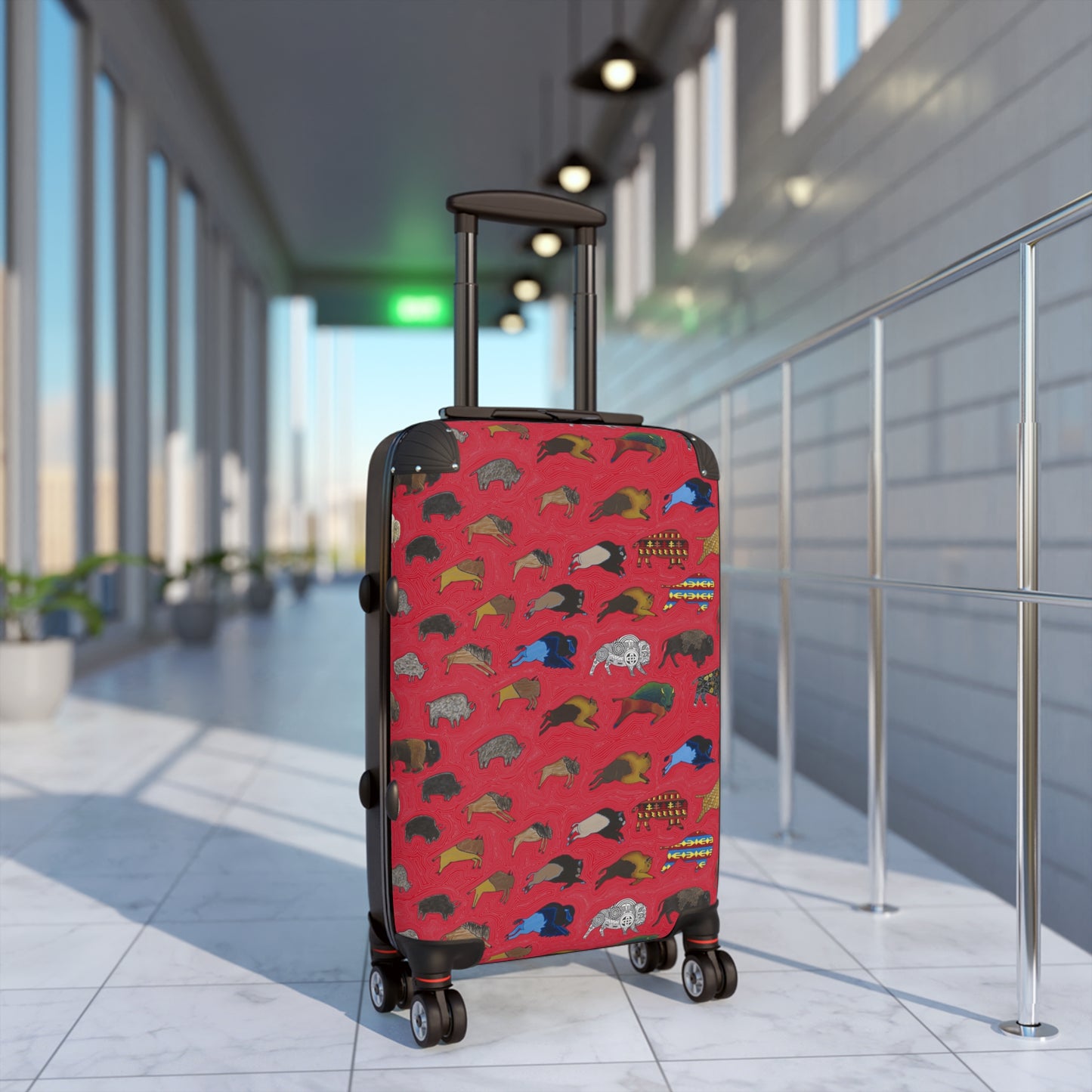 Suitcase, Red, Bison Transition, Buffalo, Native American, Luggage, Carry On