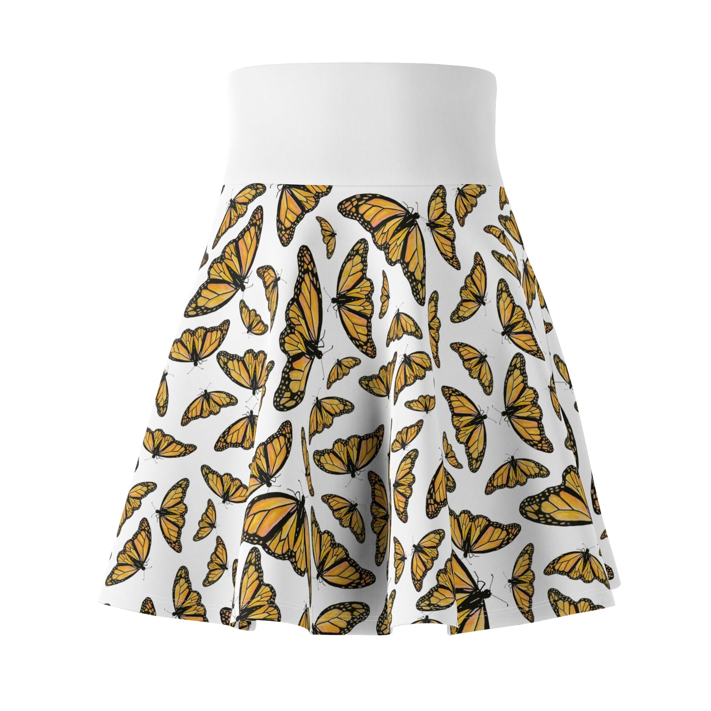 Women's Skater Skirt, Monarch, White Background, Butterfly, Kamama