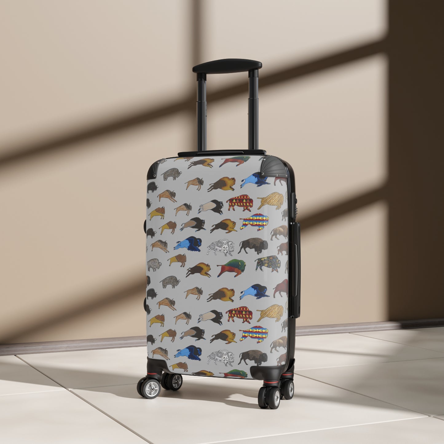Suitcase, Gray, Bison Transition, Buffalo, Nation American, Luggage, Carry On