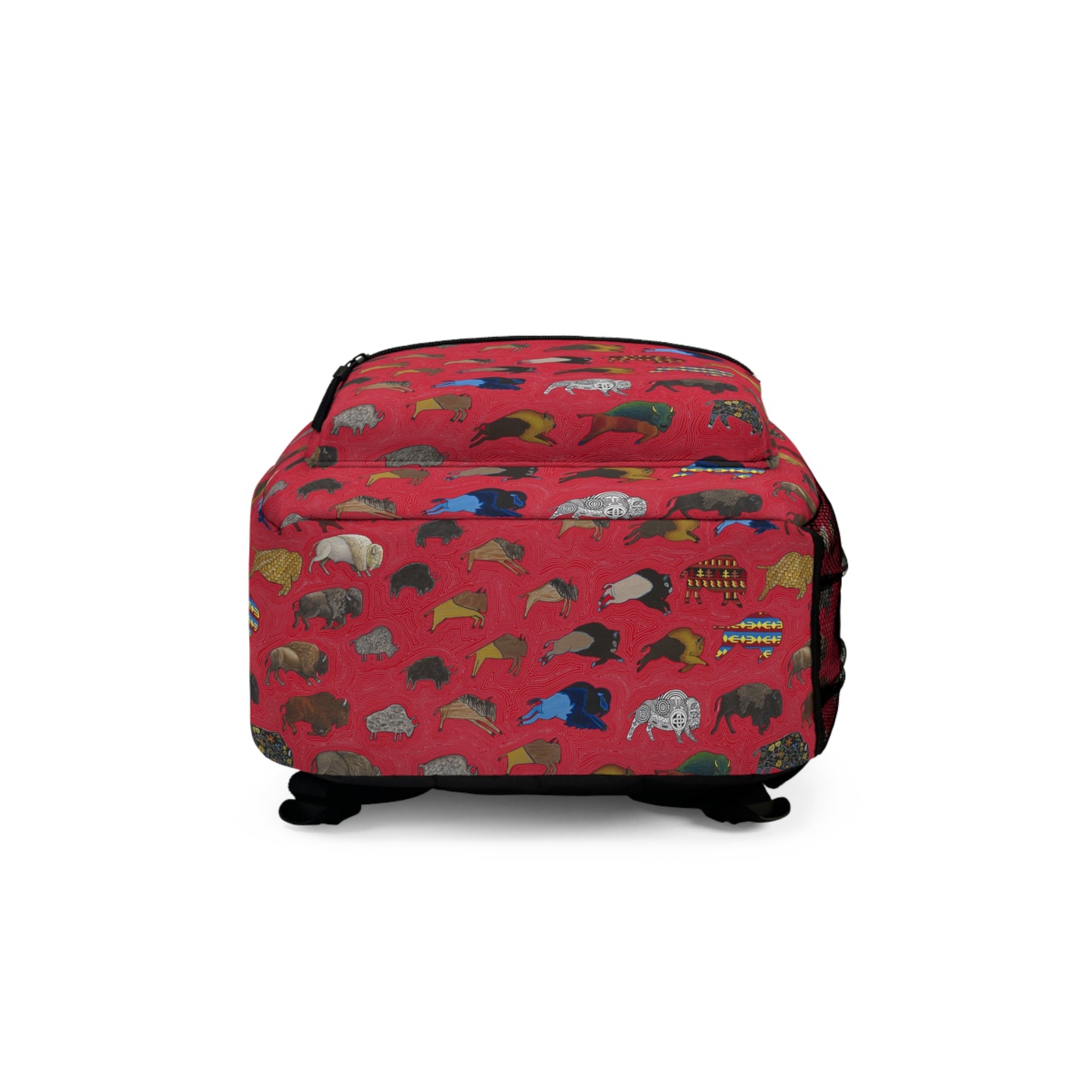 Backpack, Red, Bison Transition, Buffalo, Native American, Back to School, Hiking, Camping, Travel Bag