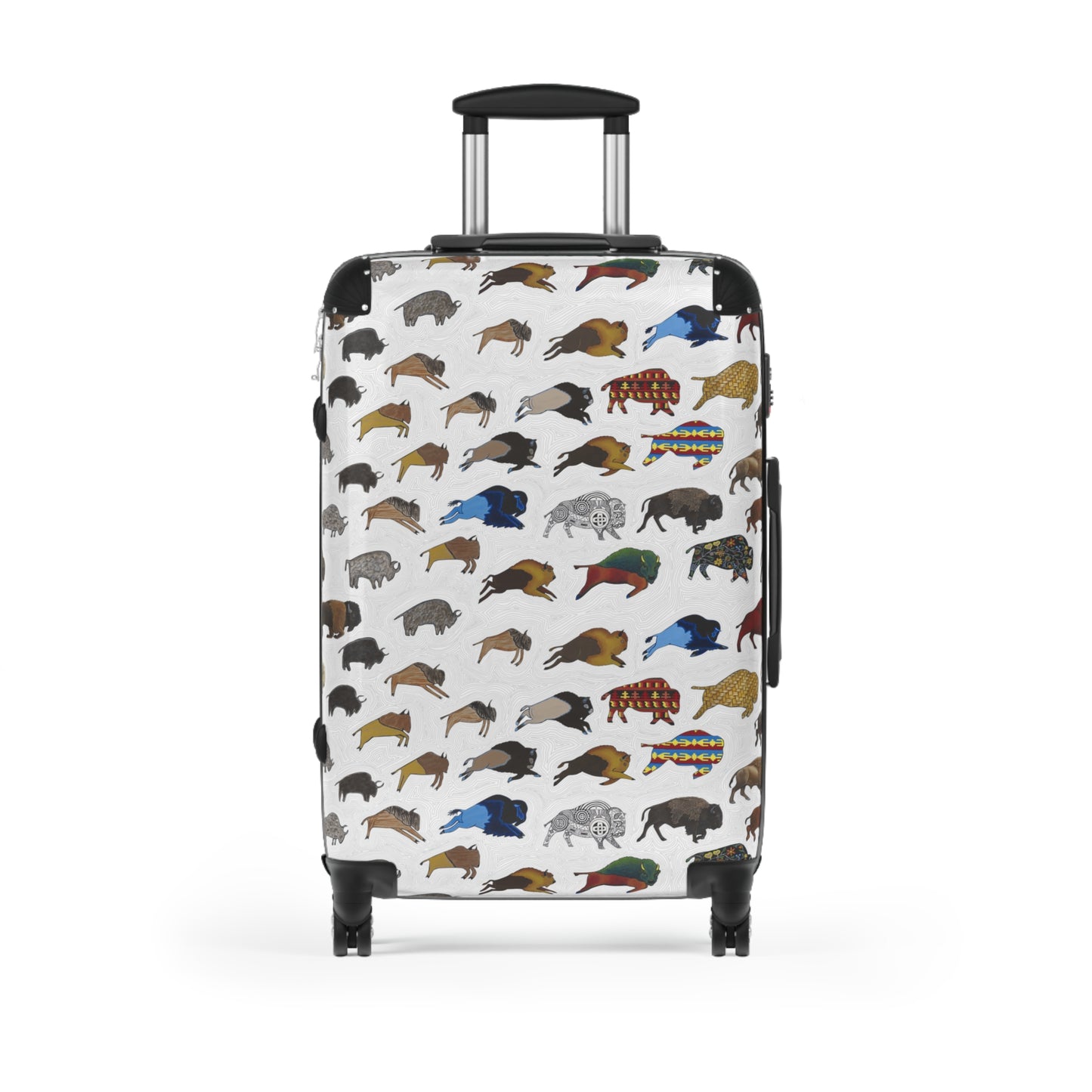 Suitcase, White, Bison Transition, Buffalo, Native American, Luggage, Carry On
