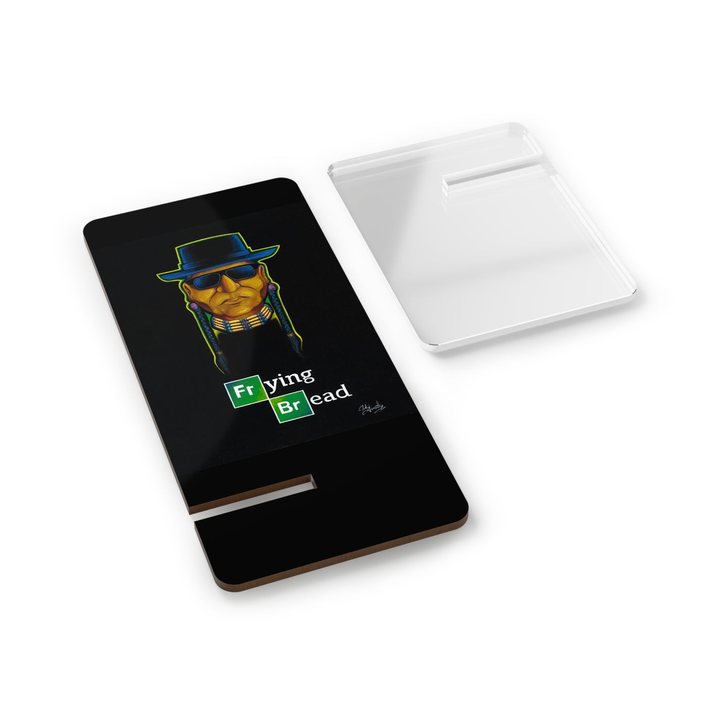 Mobile Display Stand for Smartphones, Walter Red, Frying Bread, Native Humor, Native American, Native Pop Art