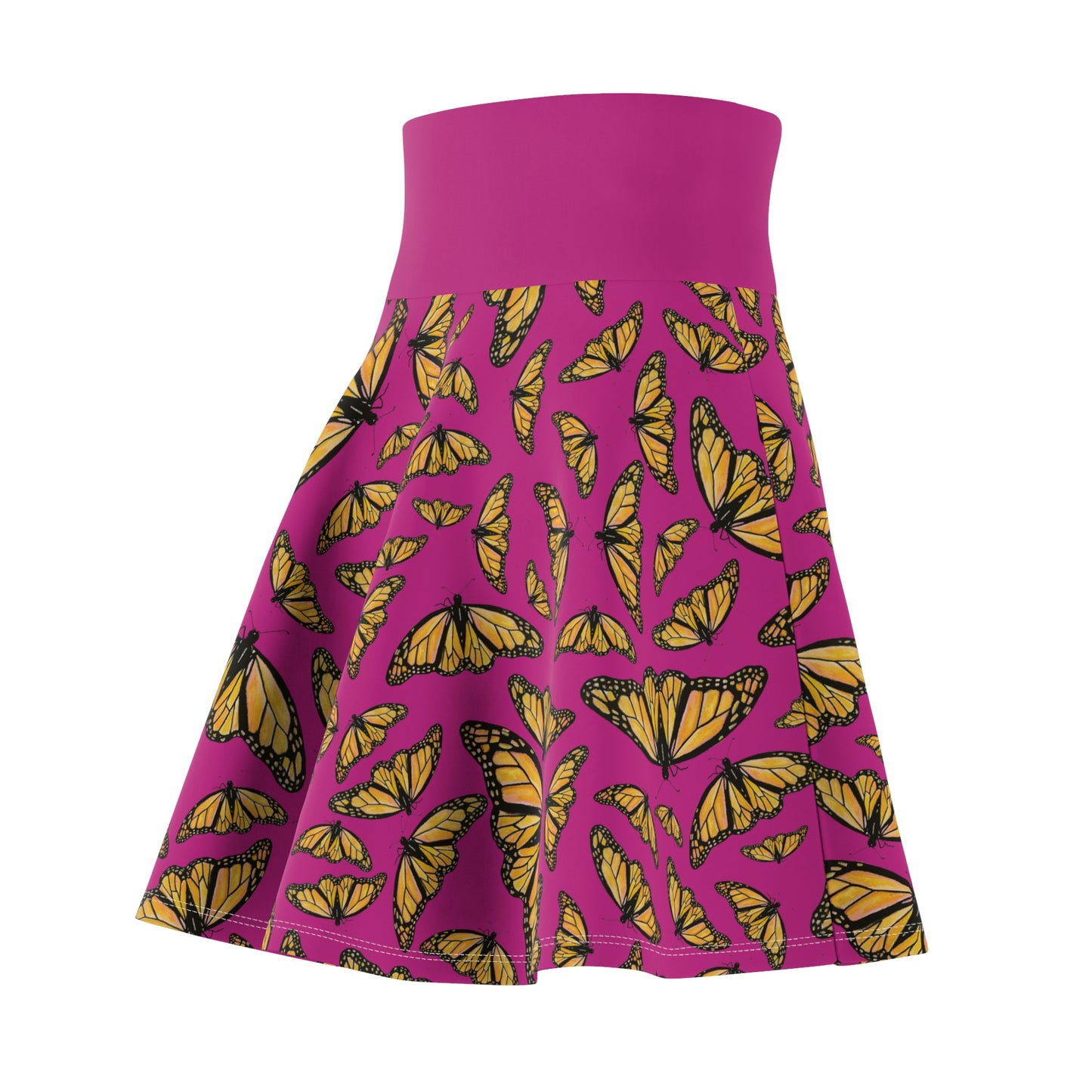 Women's Skater Skirt, Monarch, Hot Pink Background, Butterfly, Kamama