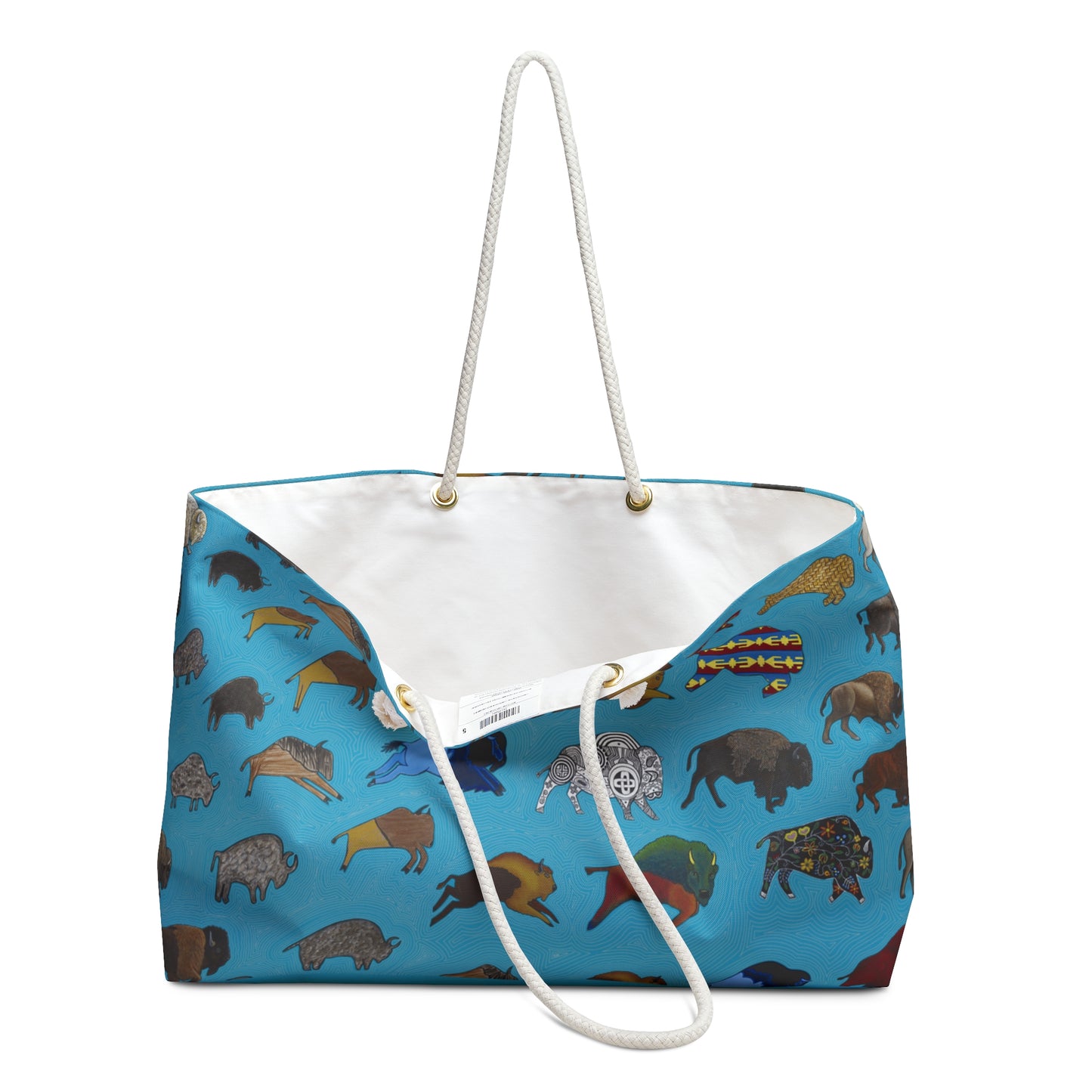 Weekender Bag, Turquoise, Bison Transition, Buffalo, Native American, PowWow Tote