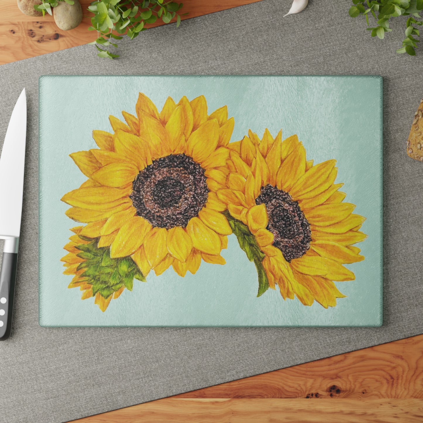 Glass Cutting Board, Kitchen Accessory, Sunflower Theme, Sunflower Art, Wildflowers, Oklahoma Wildflower, Yellow Floral