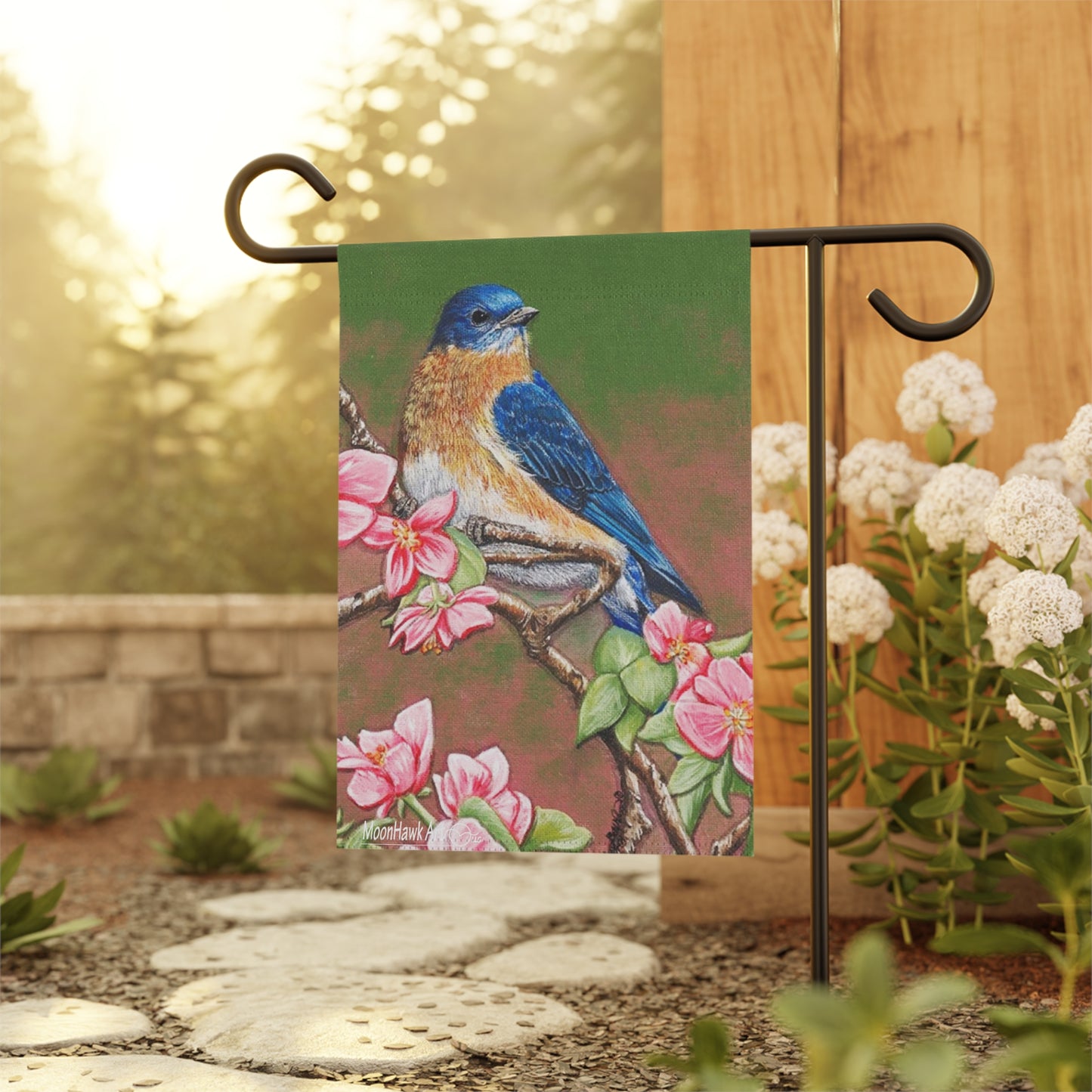 Garden & House Banner, Bluebird and floral