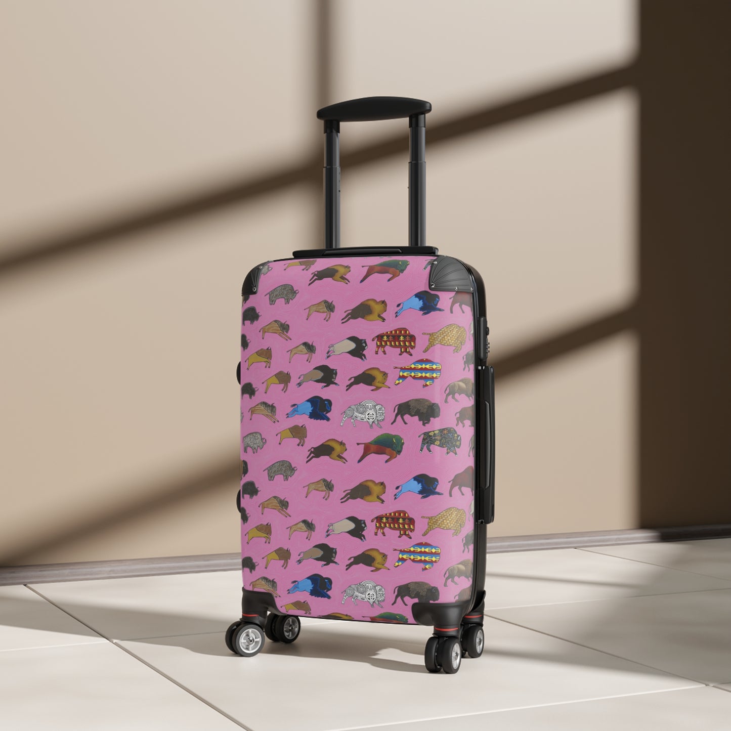 Suitcase, Pink, Bison Transition, Buffalo, Native American, Luggage, Carry On