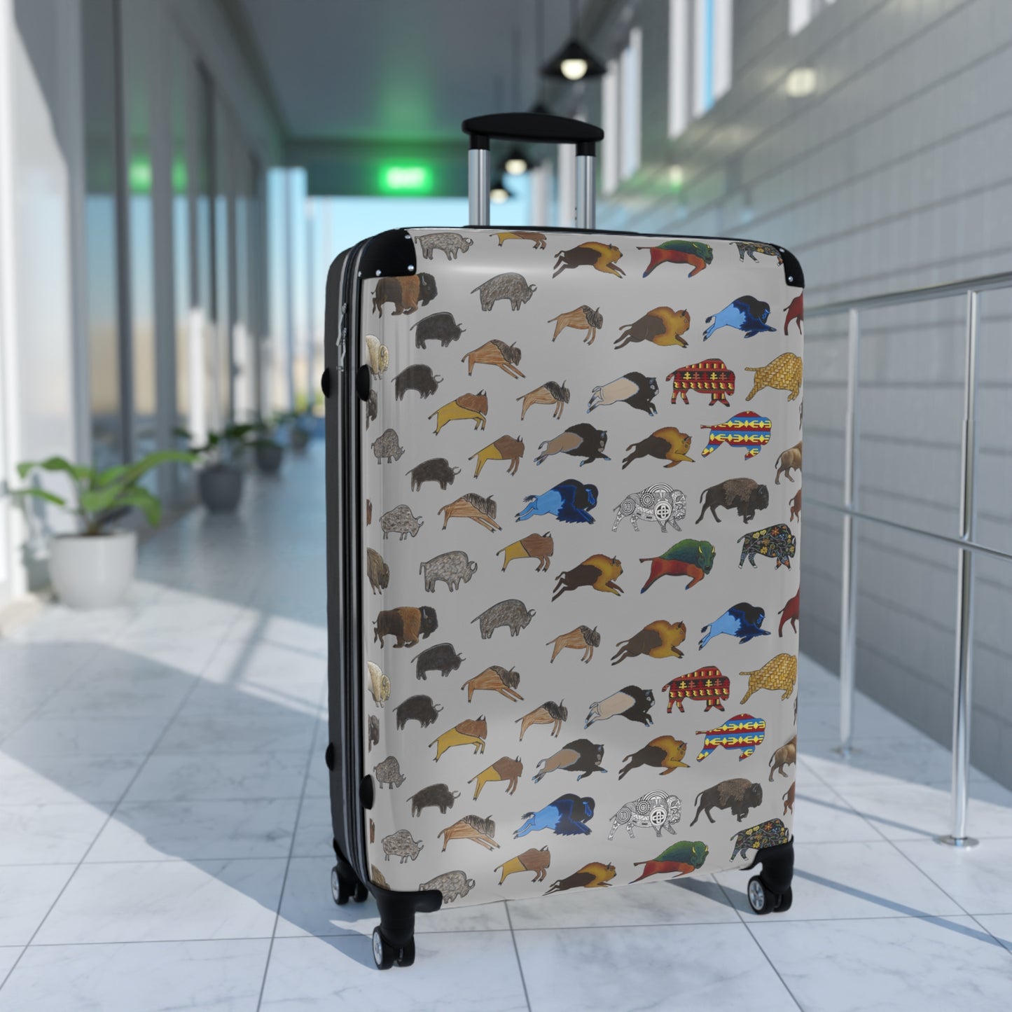 Suitcase, Gray, Bison Transition, Buffalo, Nation American, Luggage, Carry On