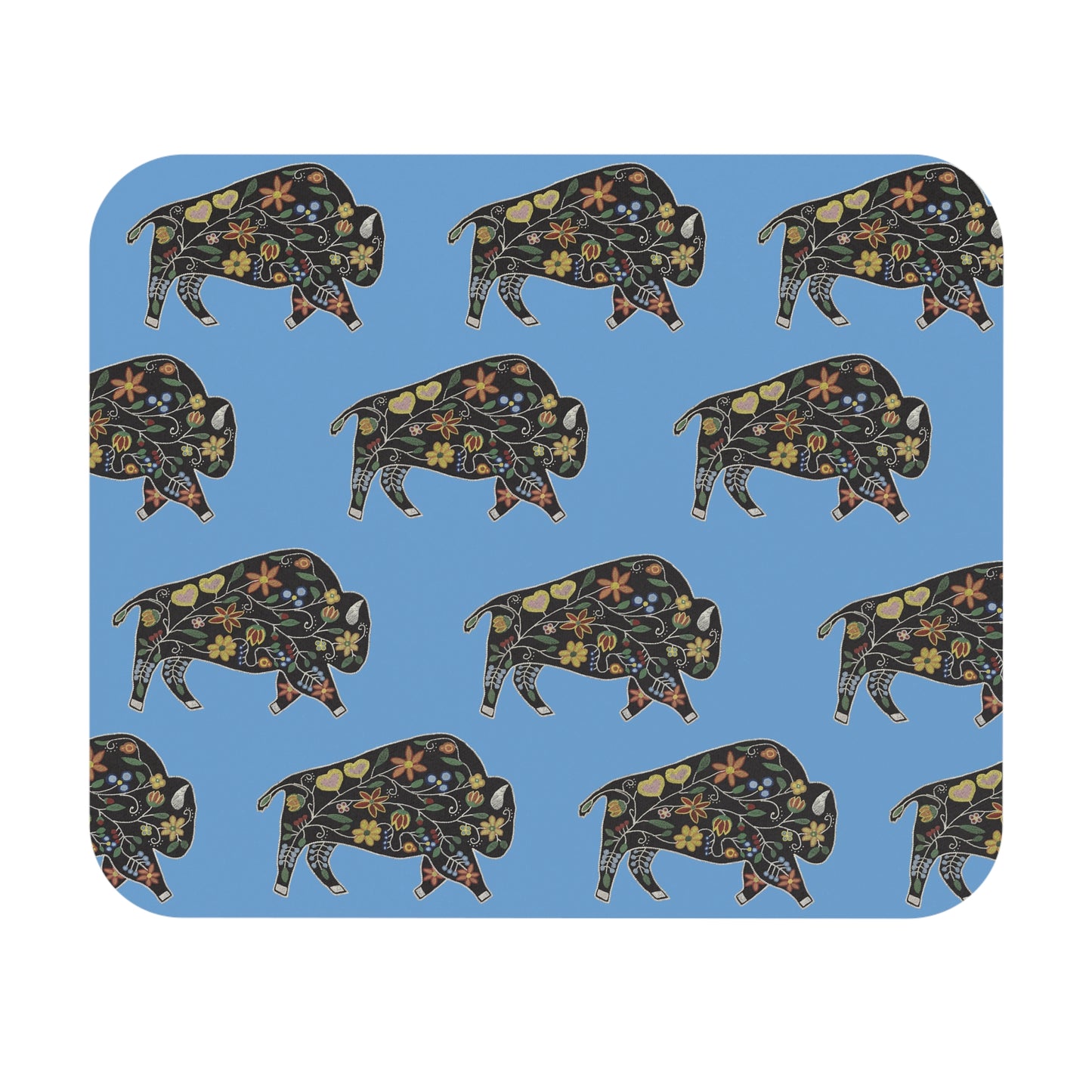 Mouse Pad, Blue, Floral Motif, Native American