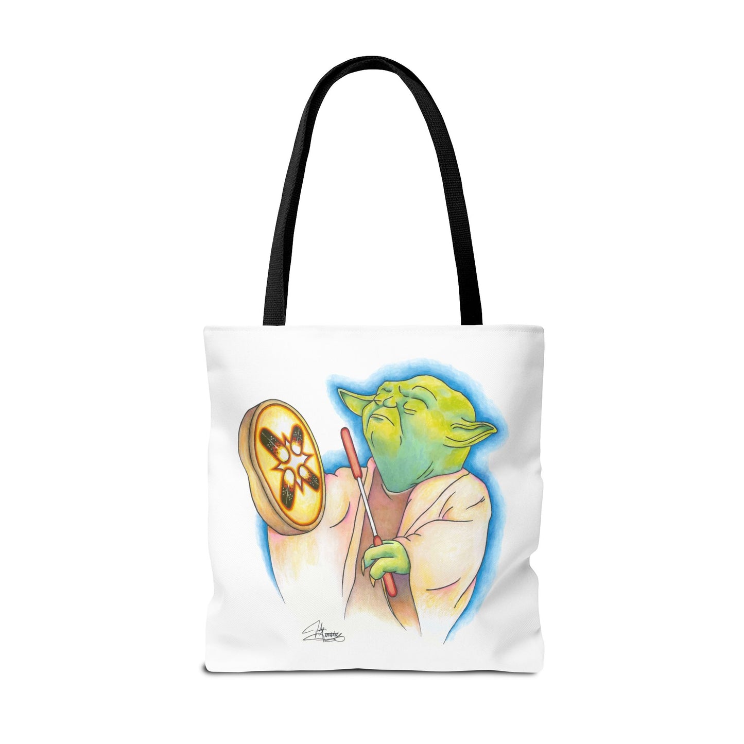 Tote Bag, Alien Playing Native Hand Drum, Native Pop Humor, Native American