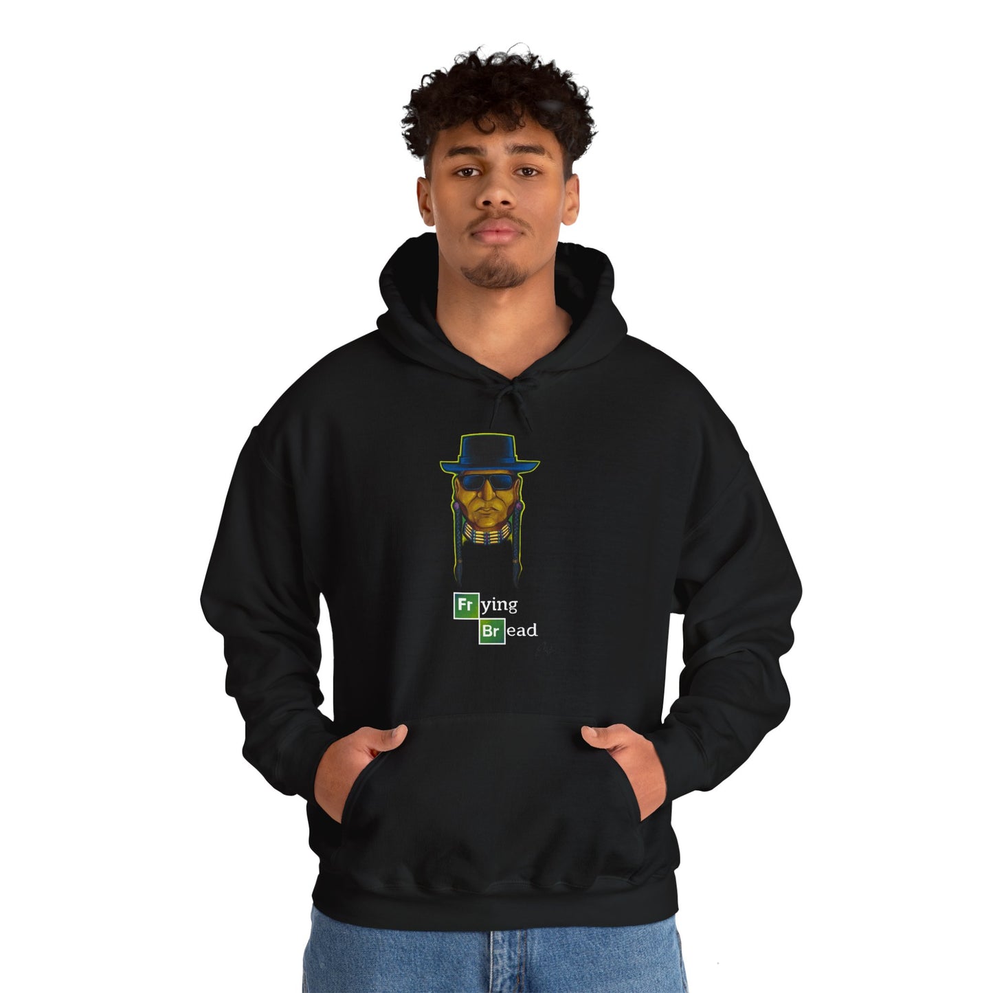Unisex Heavy Blend™ Hooded Sweatshirt, Walter Red, Frying Bread, Native American, Pop Art, Native Humor