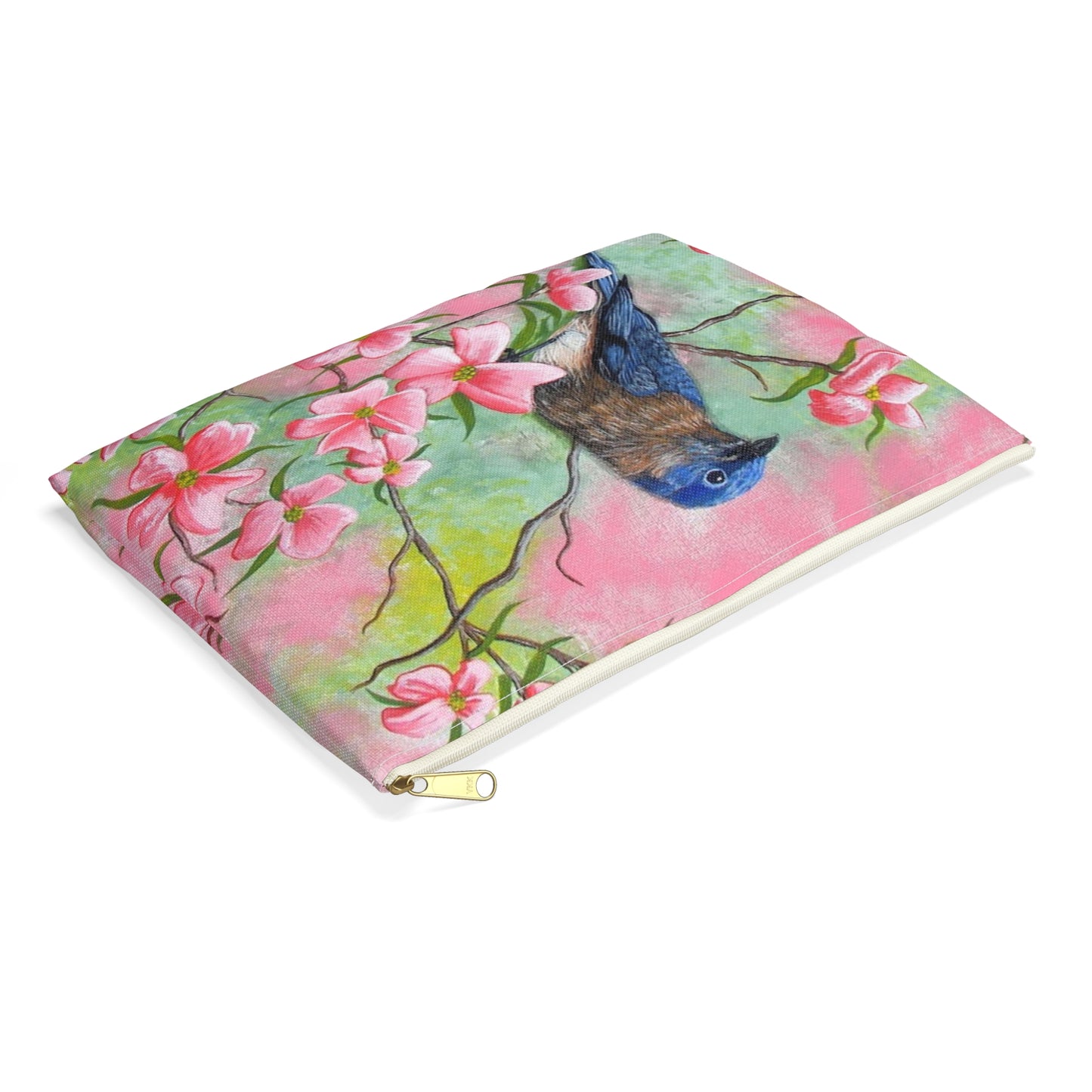 Accessory Pouch, Eastern Bluebird, Dogwood, Pretty In Pink, Wild Bird, Songbird, Oklahoma