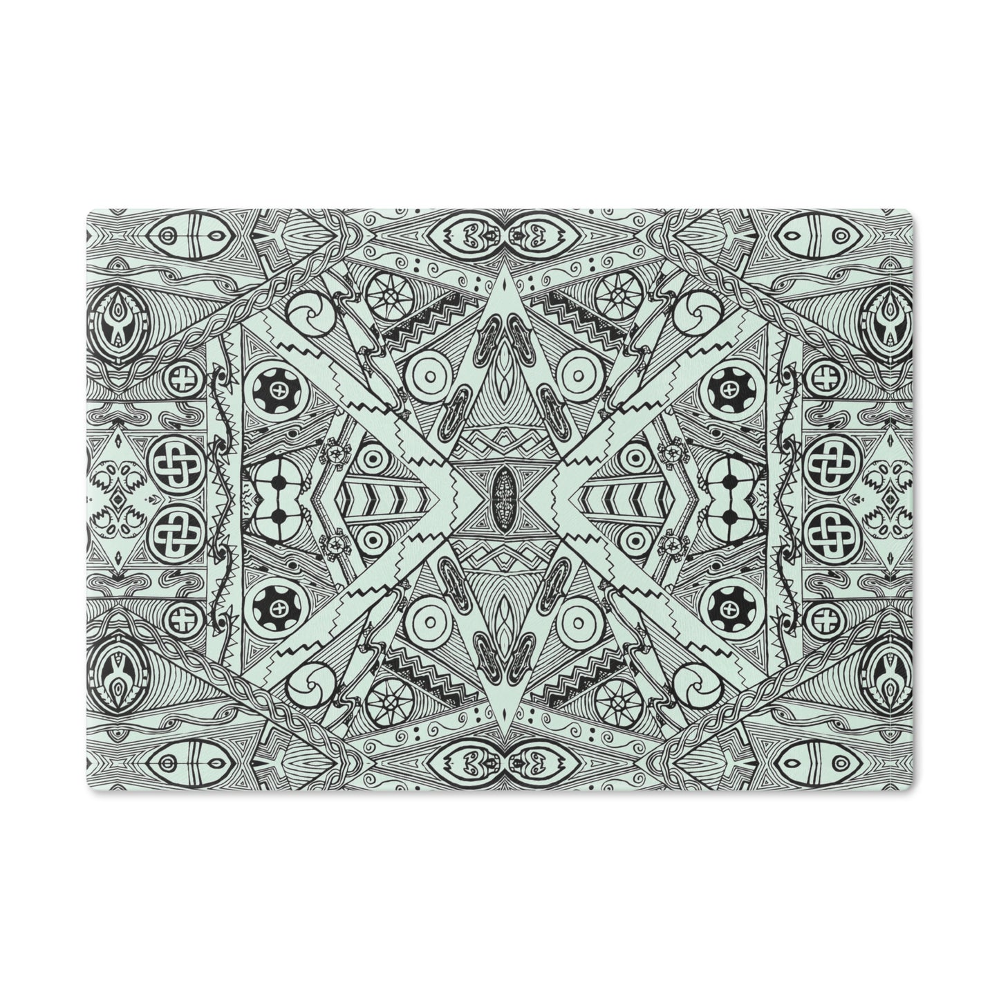 Cutting Board, Black and White Tribal Motif, Kitchen Accessory