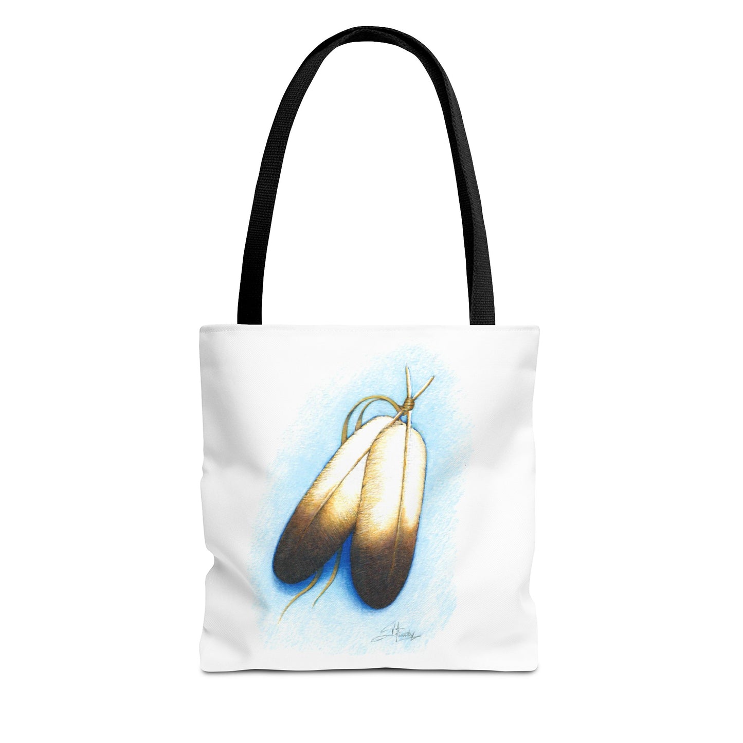 Double Feather Tote Bag, Native American design, book bag, powwow tote bag