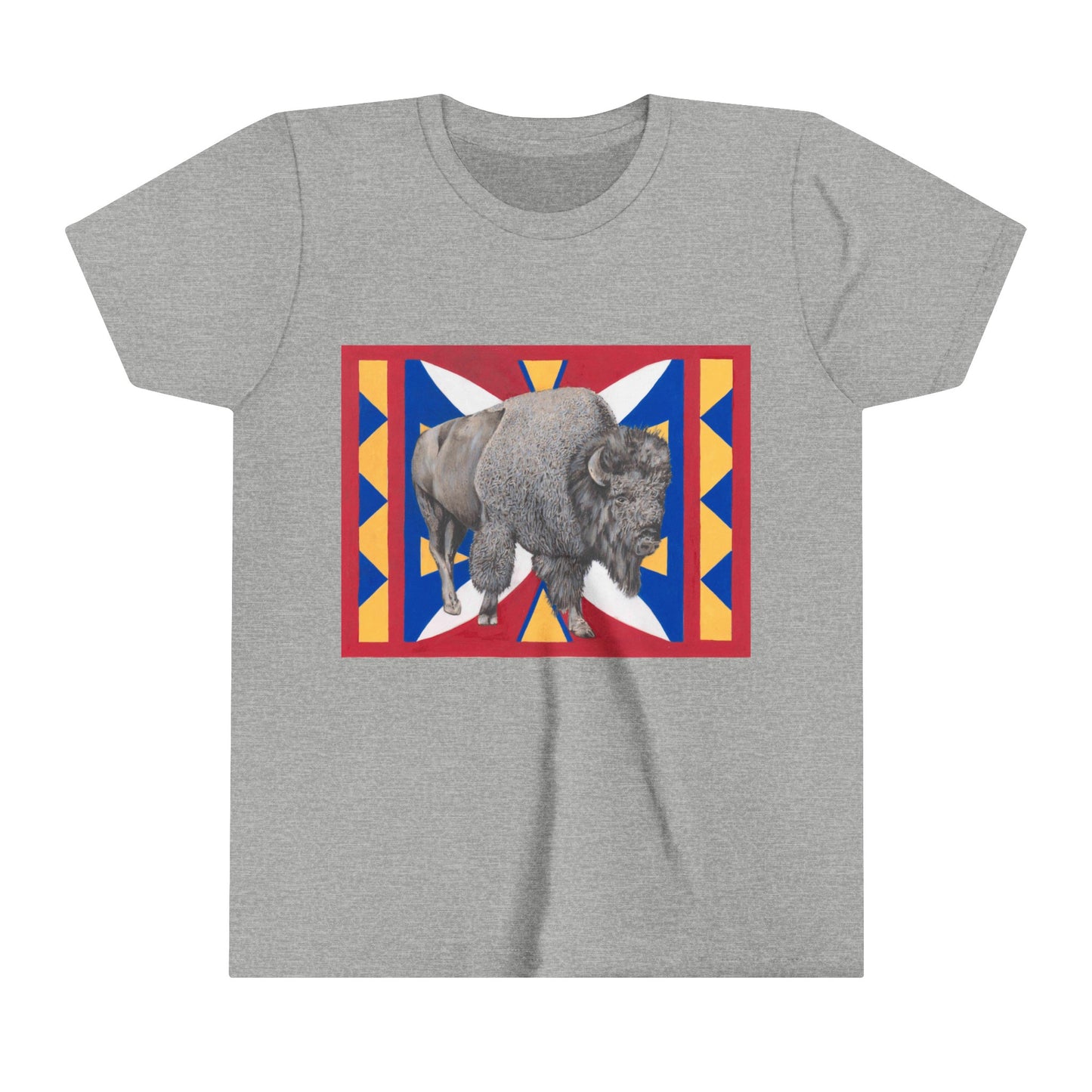 Youth Short Sleeve Tee, Bison on Parflech Design, Kid's t-shirt, Native Design,