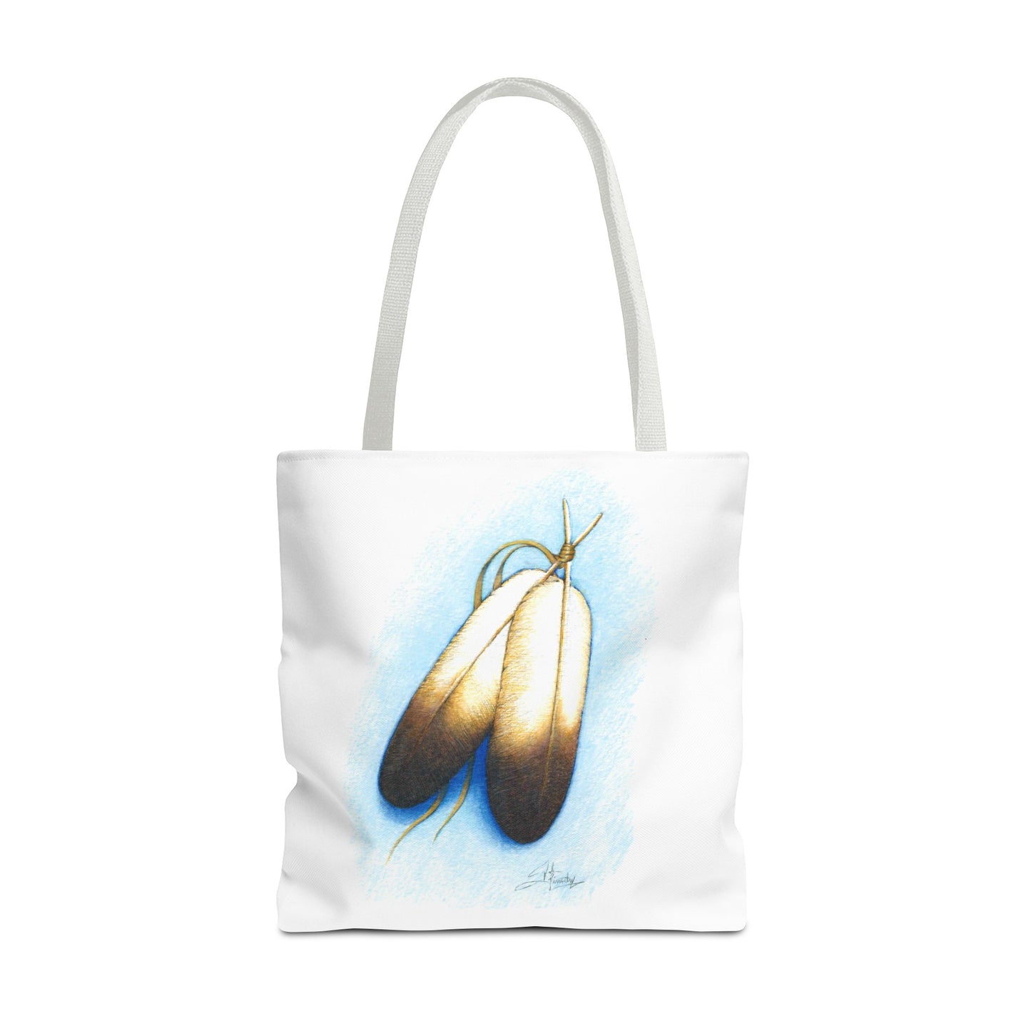 Double Feather Tote Bag, Native American design, book bag, powwow tote bag