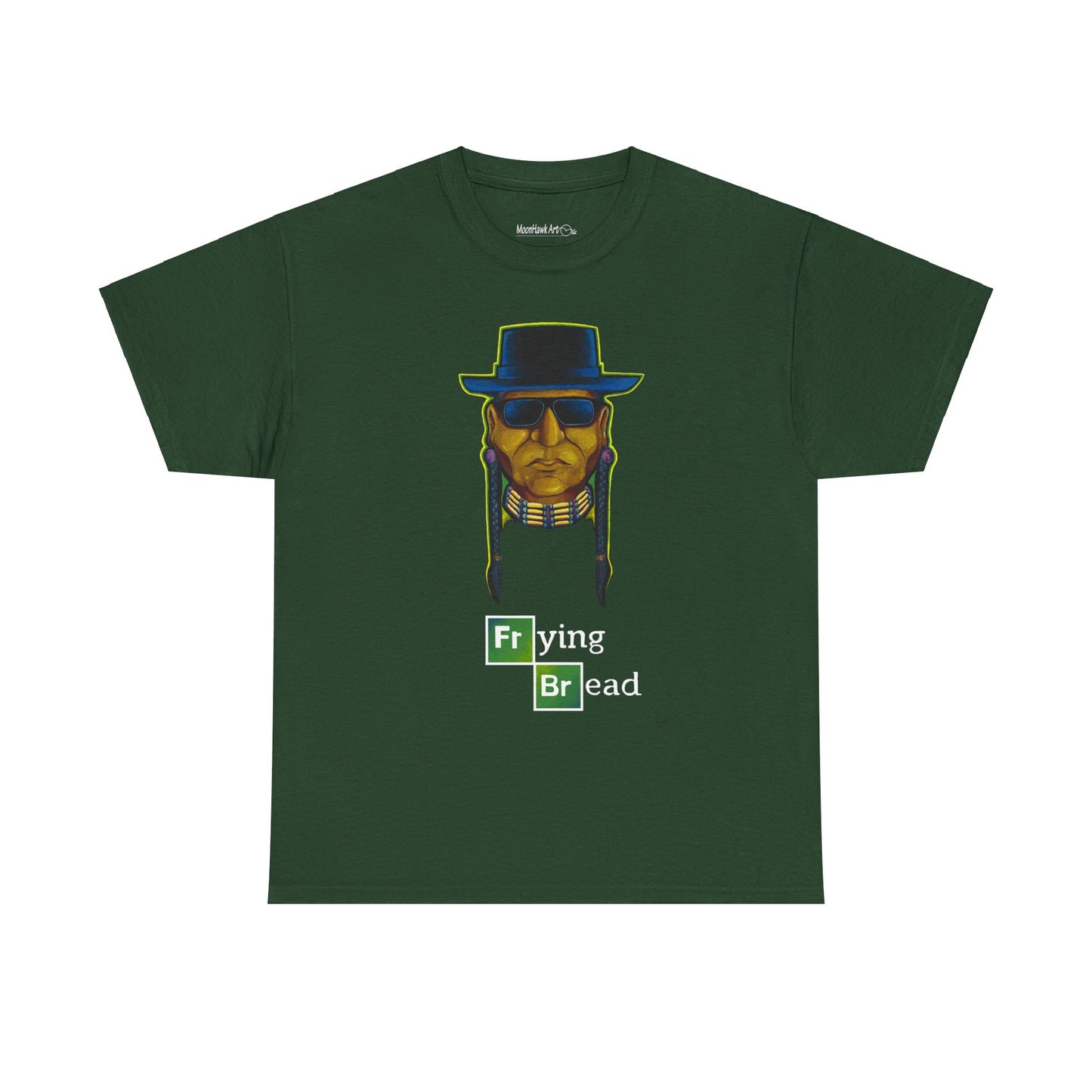 Unisex Heavy Cotton Tee, Walter Red, Frying Bread, Native Humor, Indigenous Pop Art